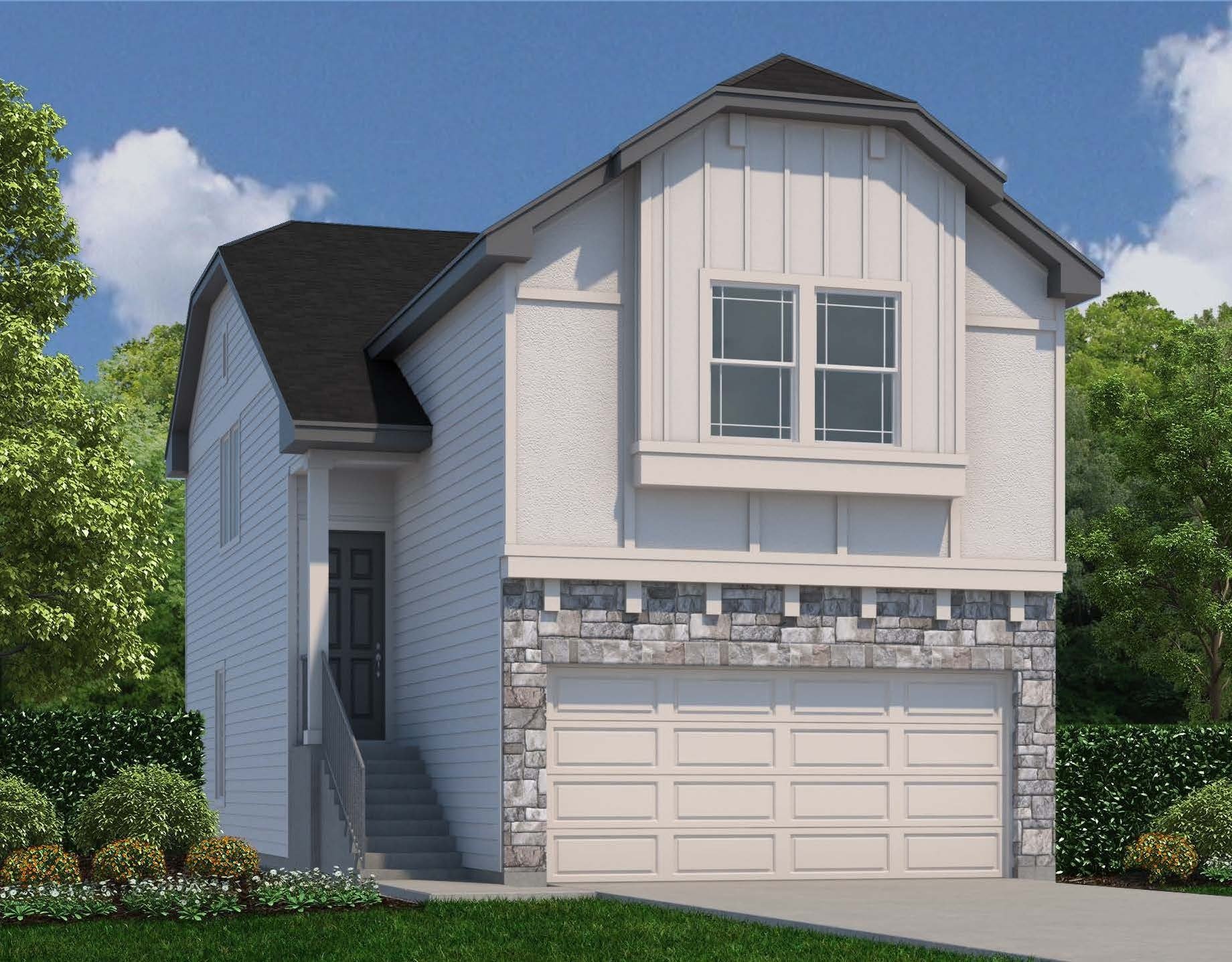 A house with a garage.