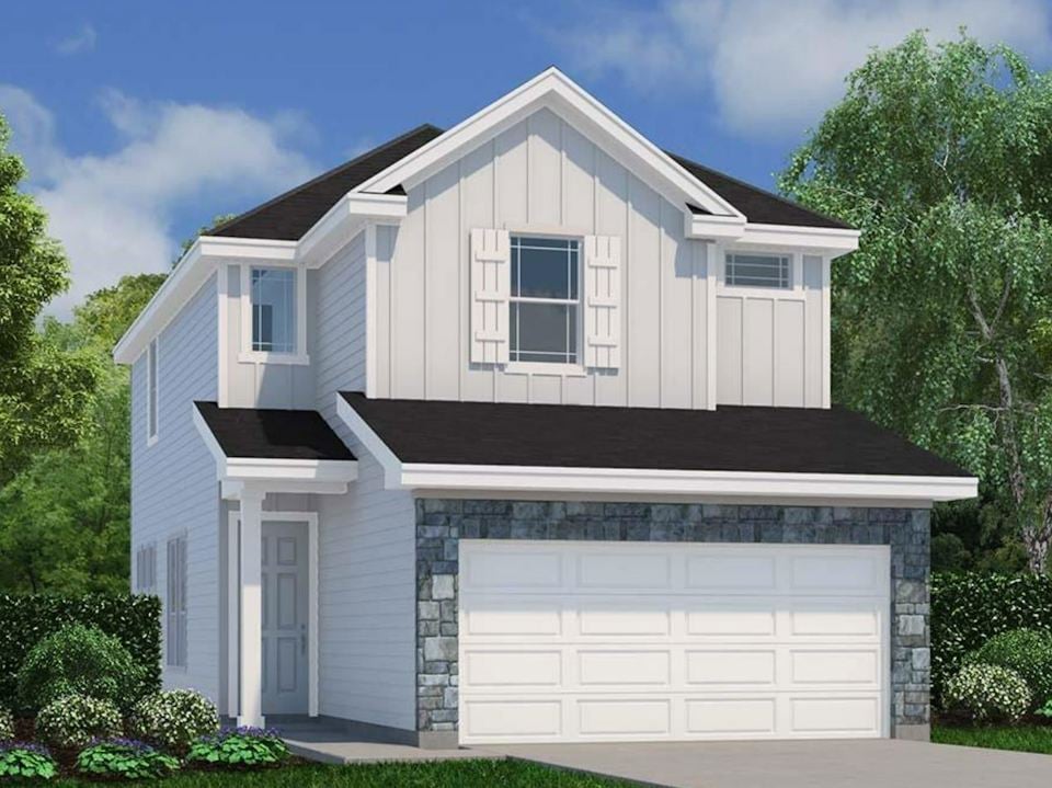 A house with a garage.