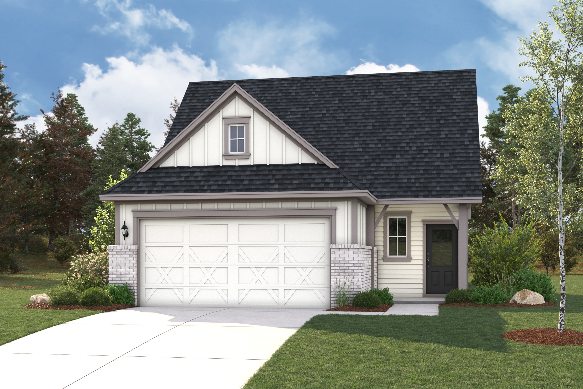 A house with a garage.