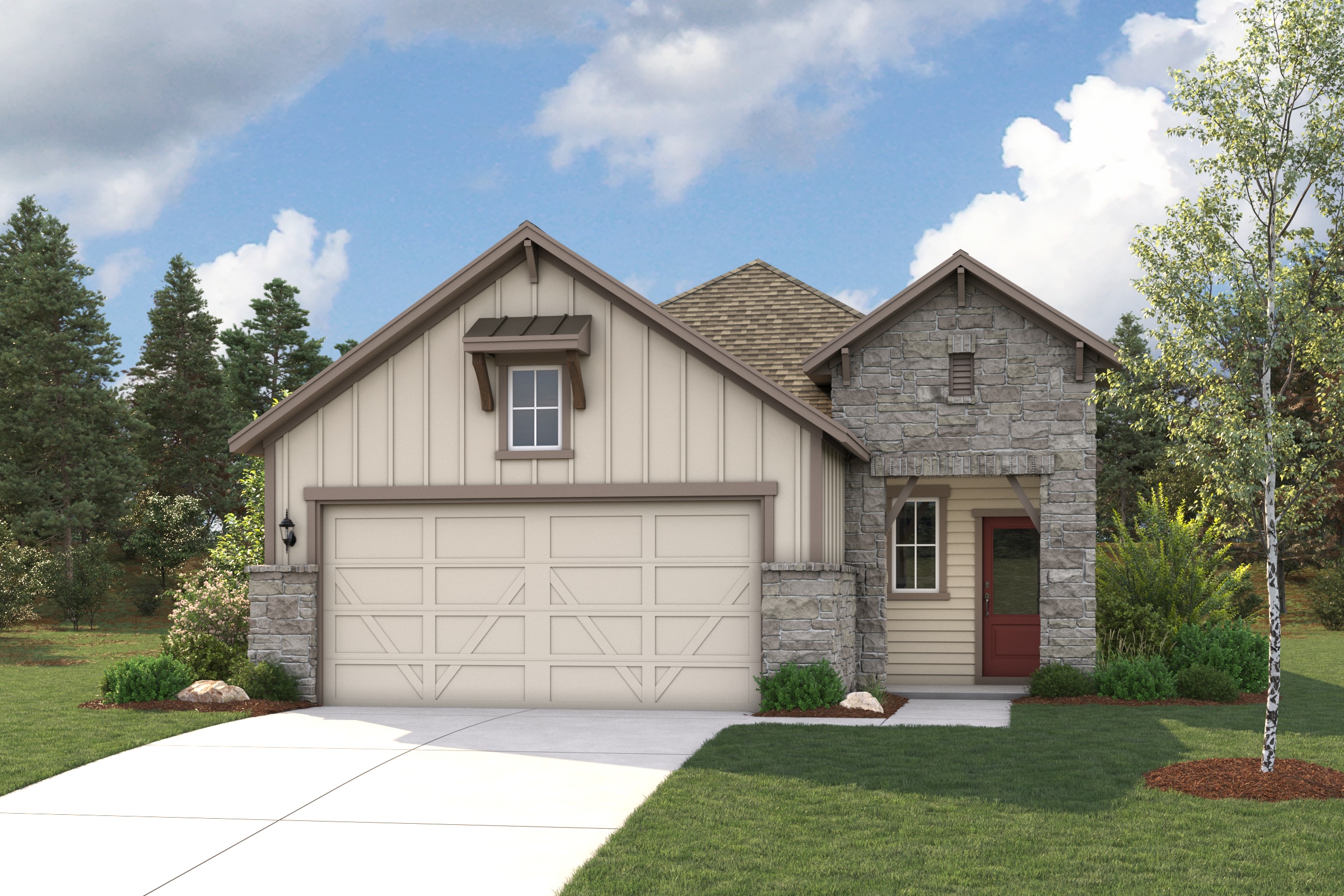 A house with a garage.