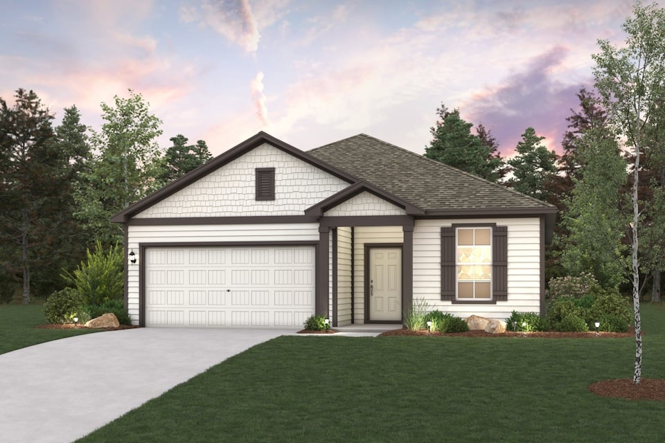 A house with a garage.