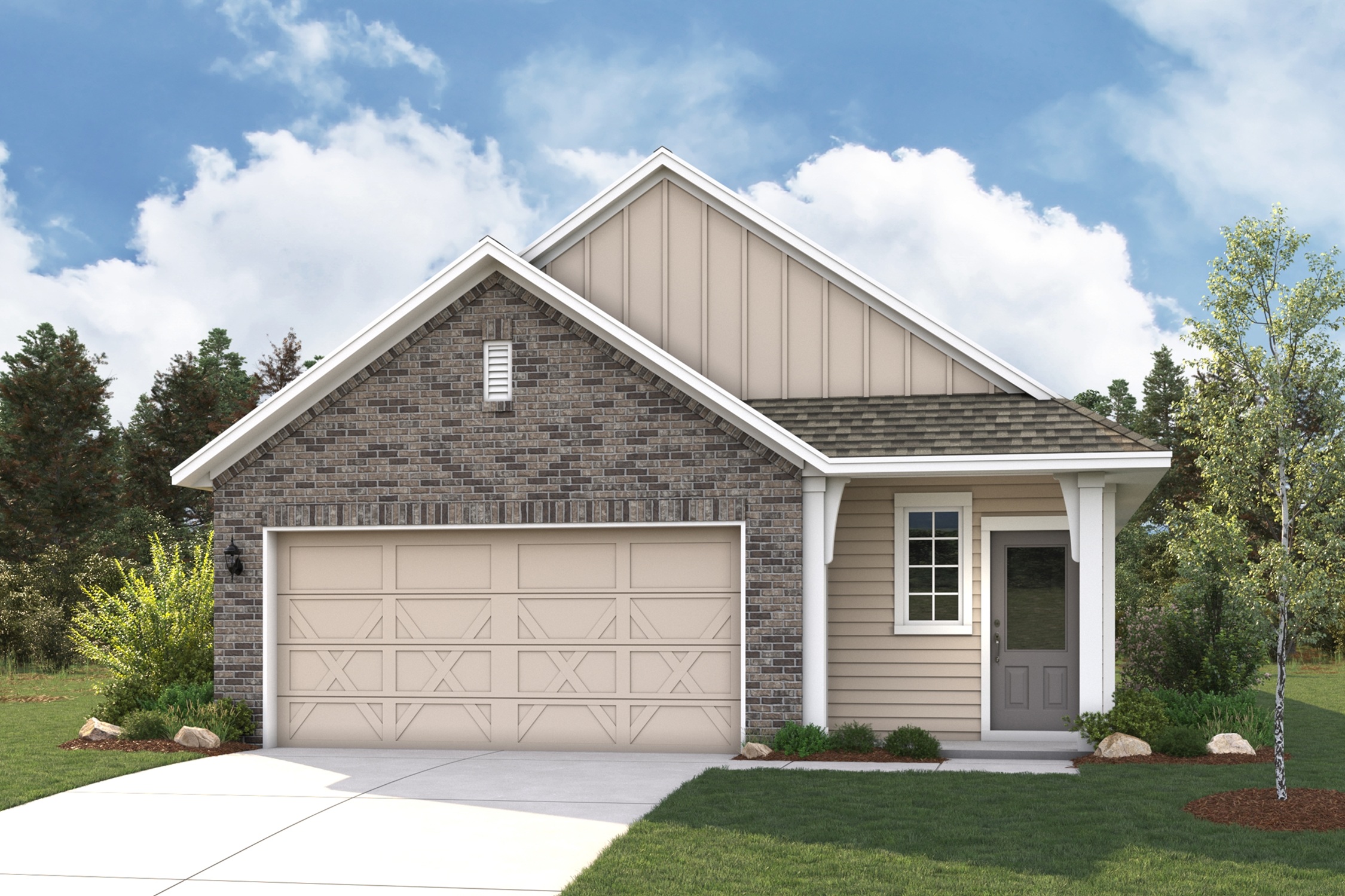 A house with a garage.