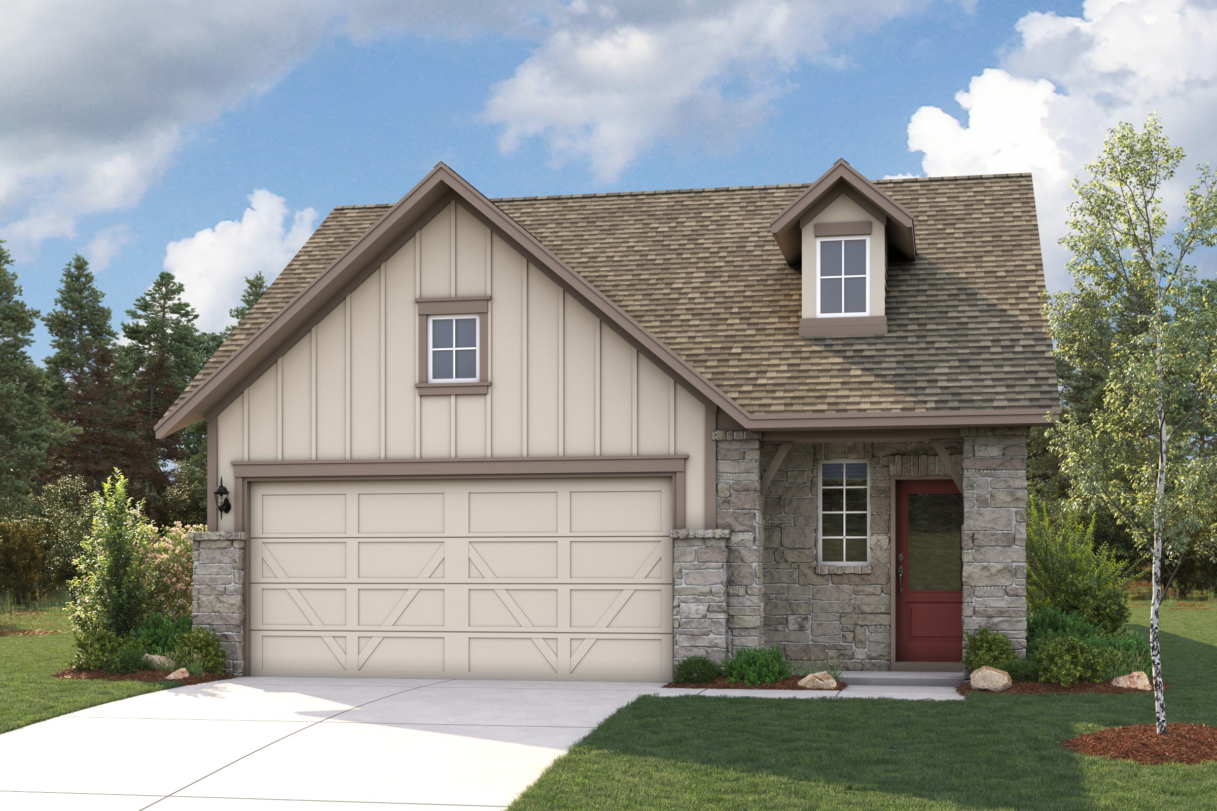 A house with a garage.