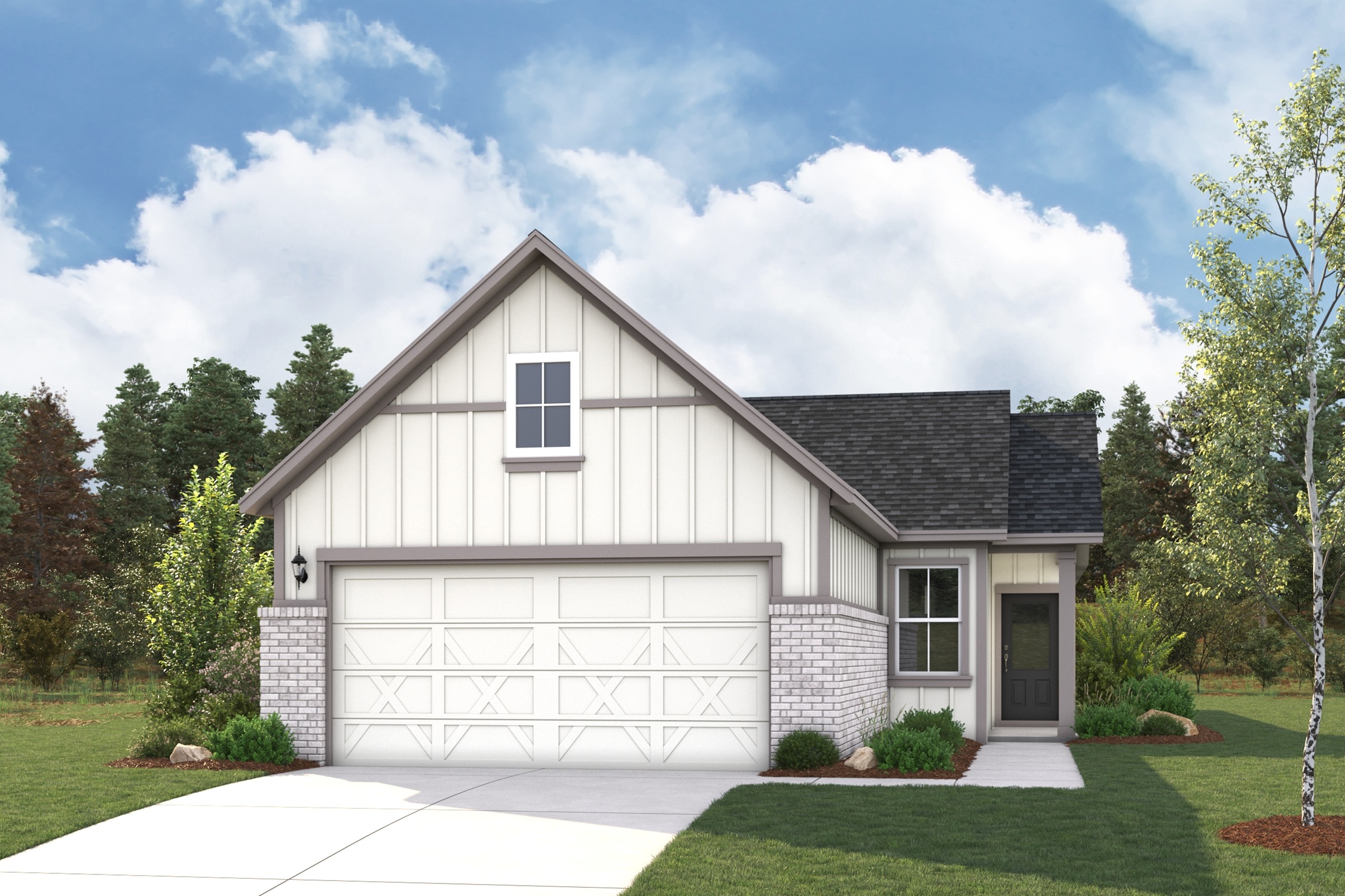 A house with a garage.