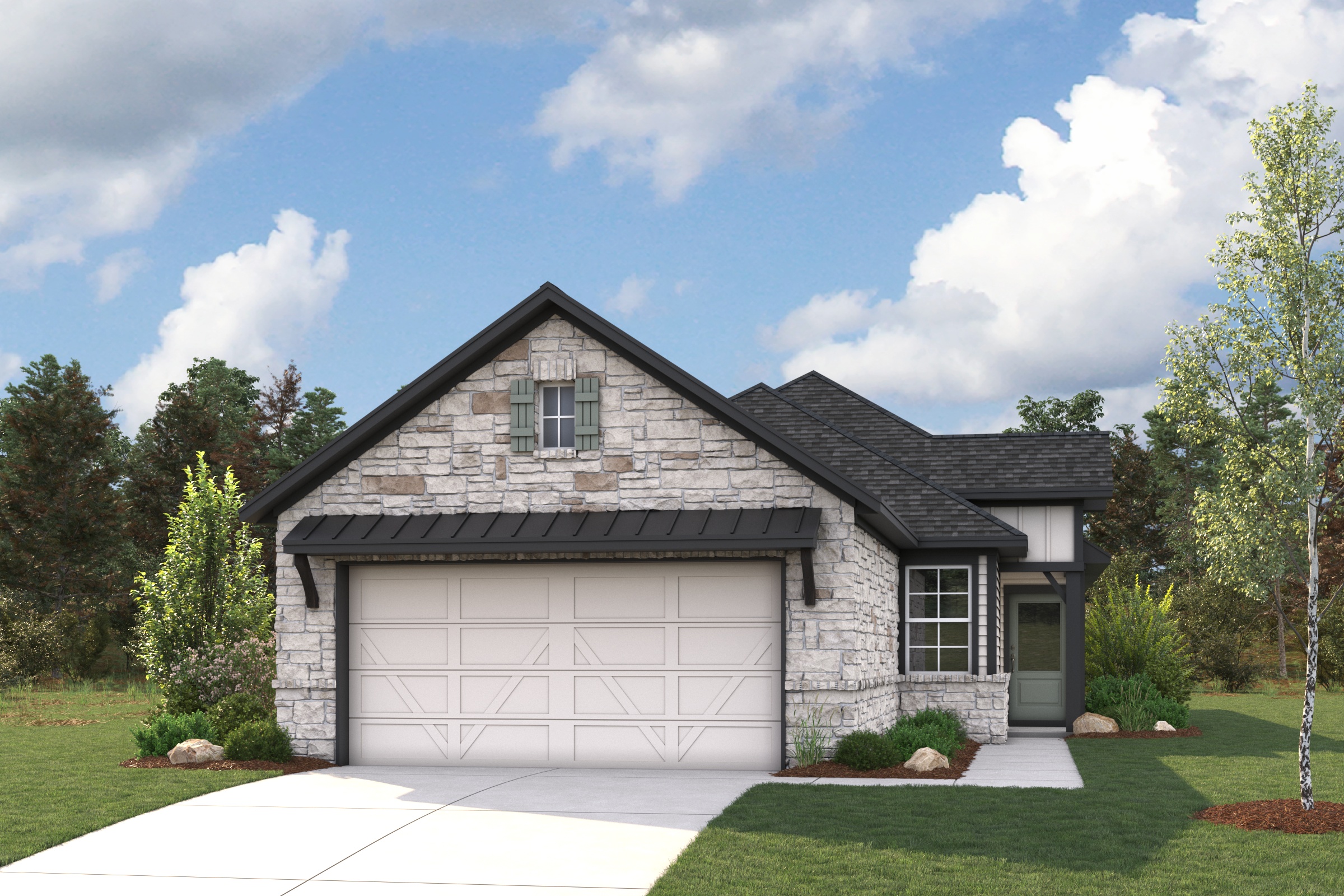 A house with a garage.