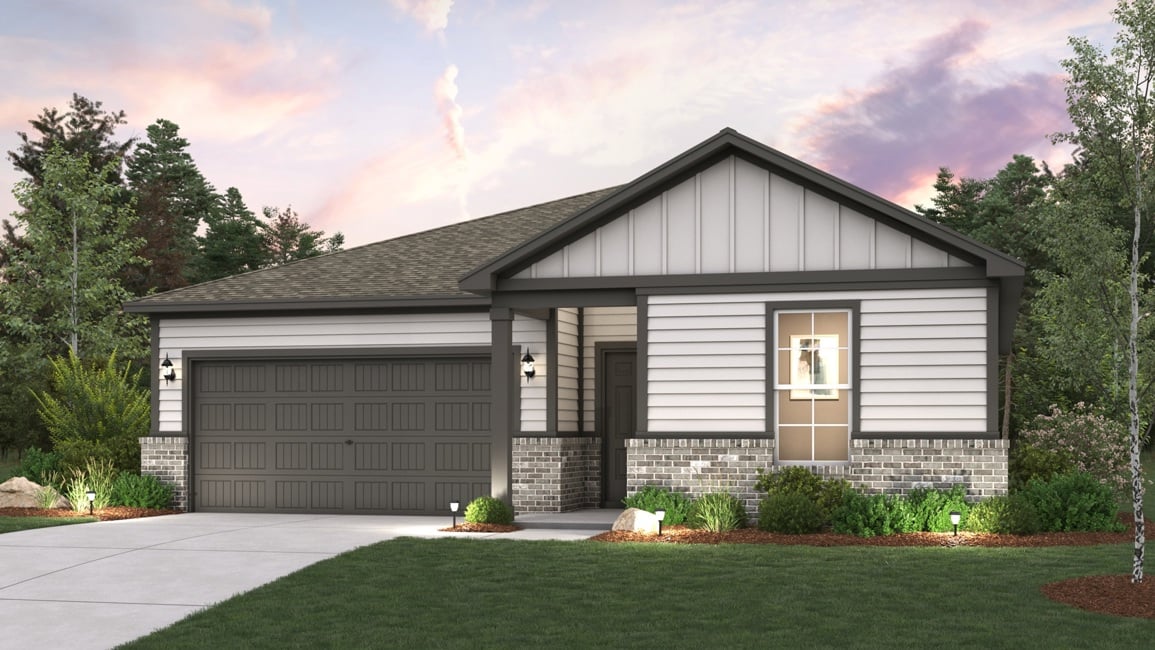 A house with a garage.