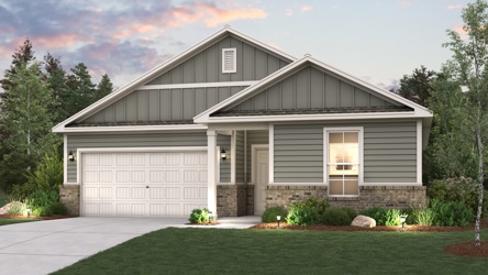 A house with a garage with American Gothic House in the background.