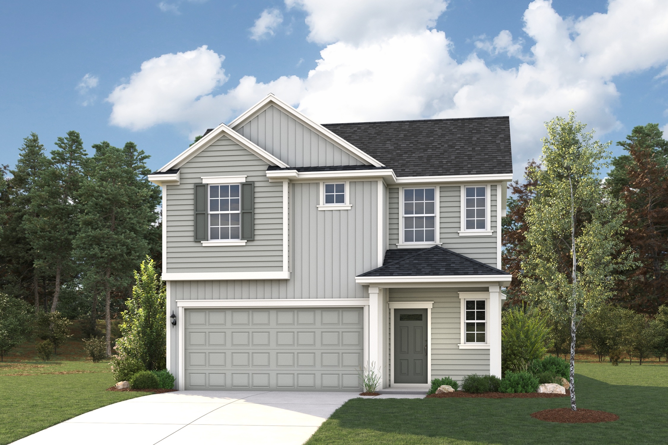 A house with a garage.