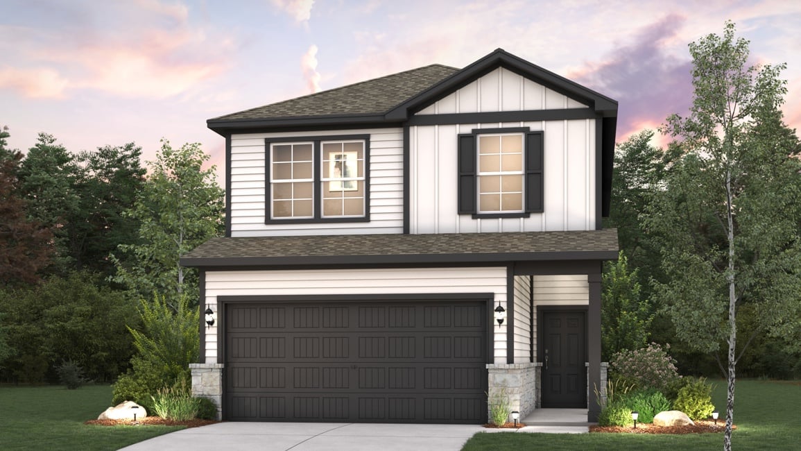 A house with a garage.