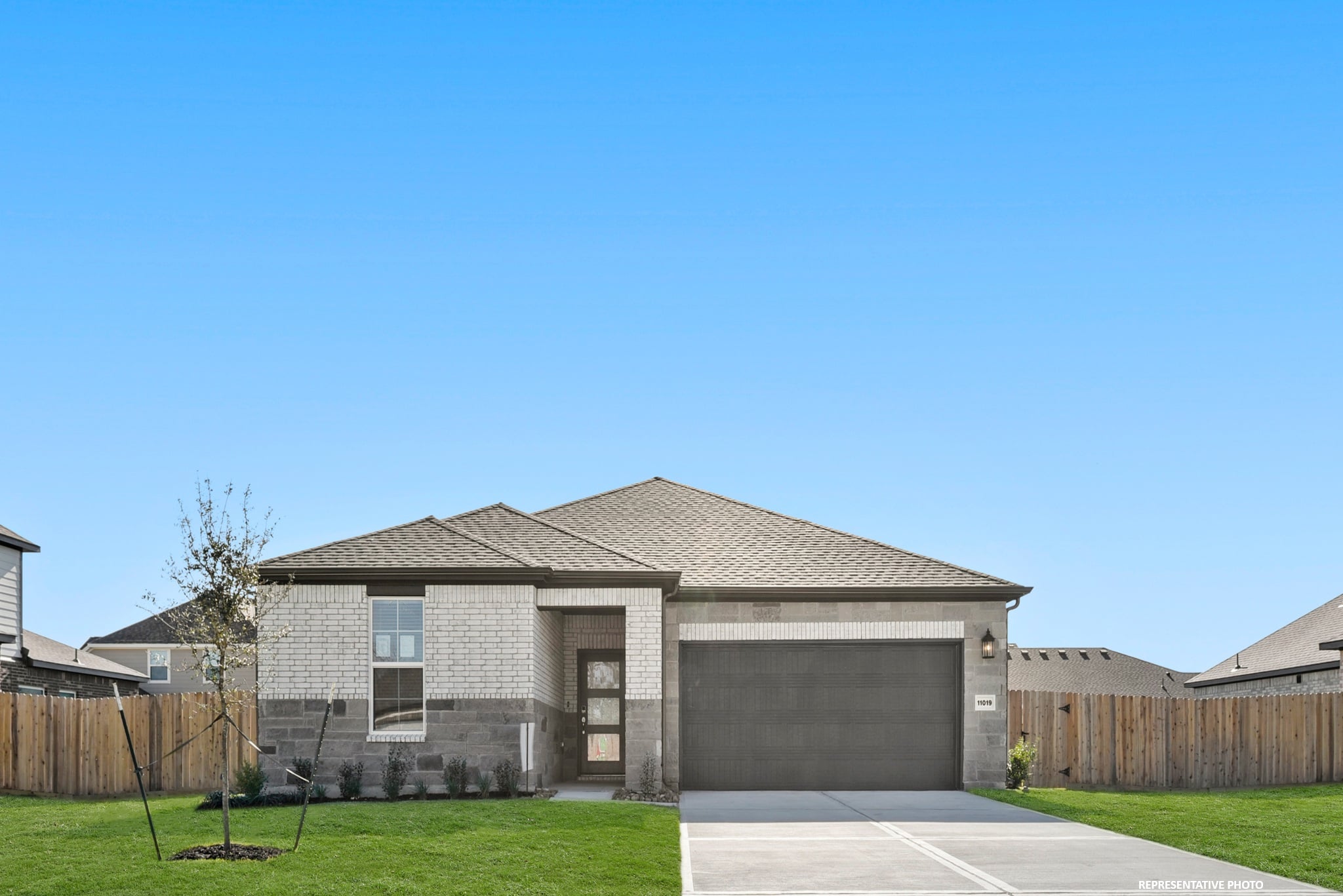 A house with a garage.