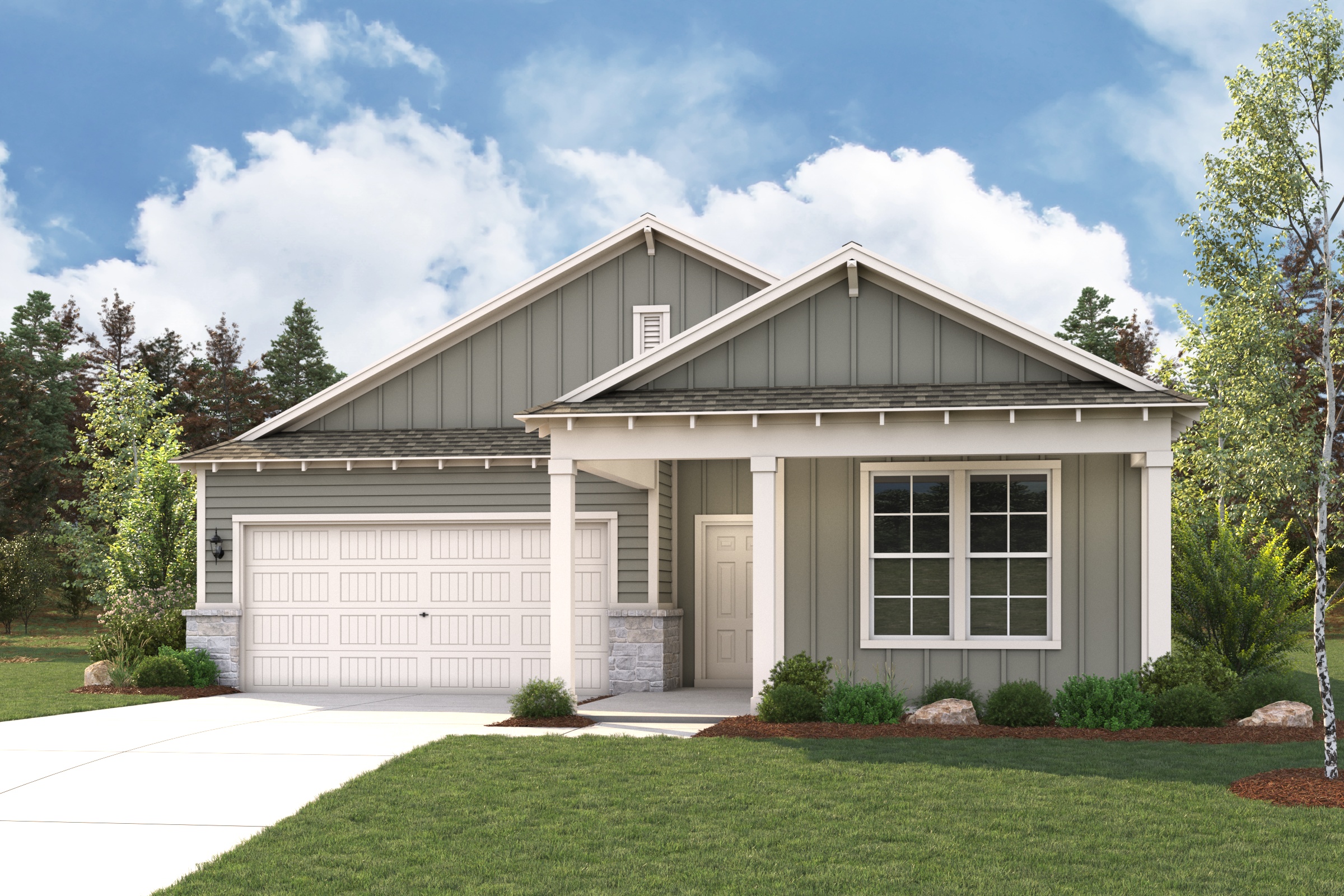 A house with a garage.