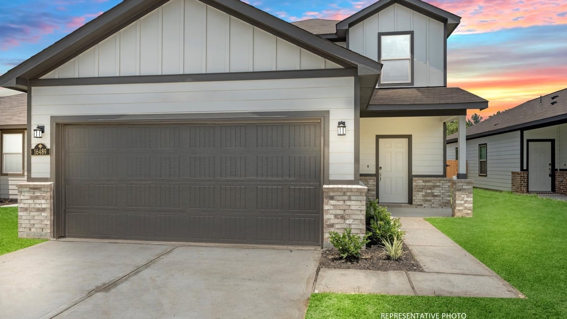 A house with a garage.