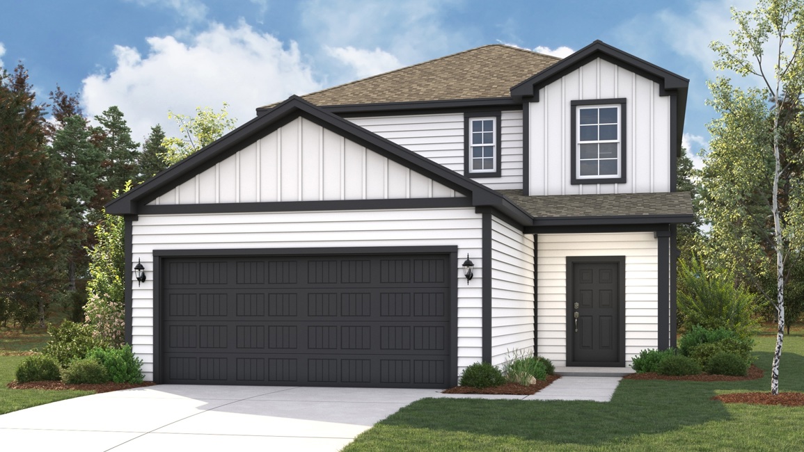 A house with a garage.