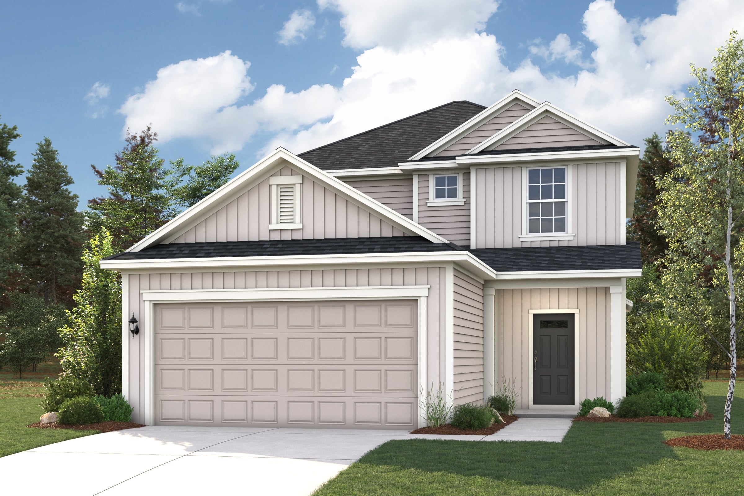 A house with a garage.