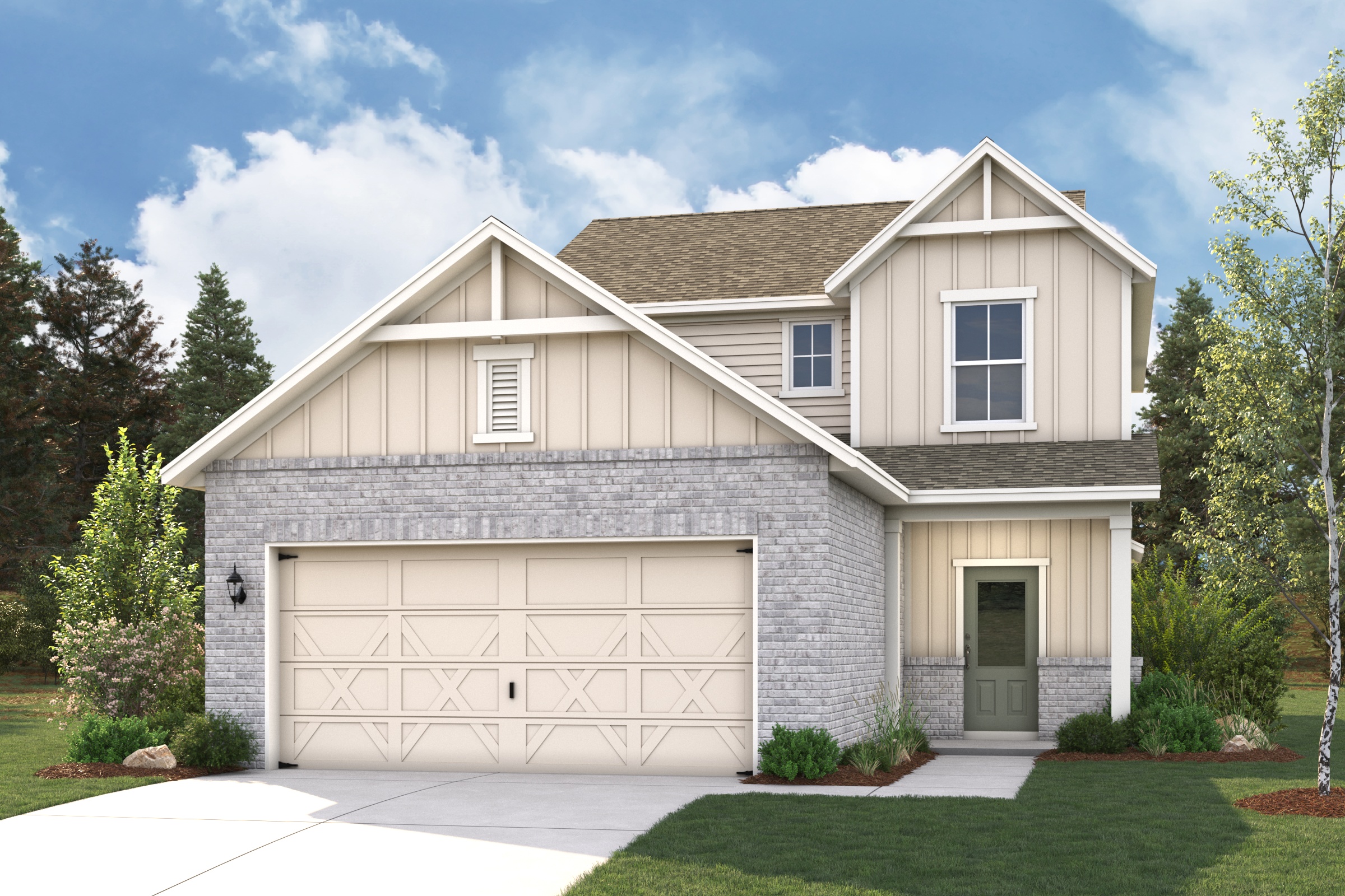 A house with a garage.