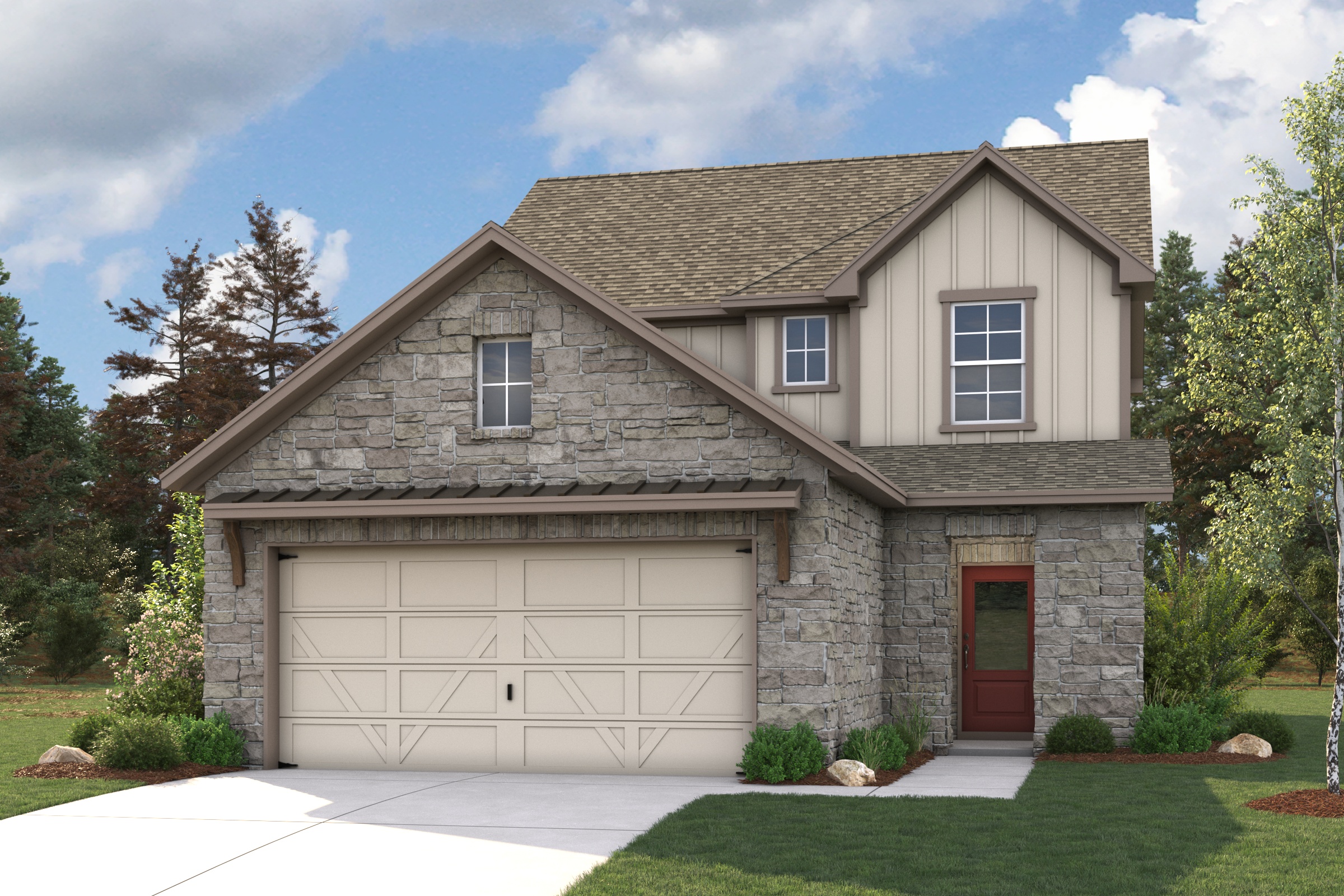 A house with a garage.