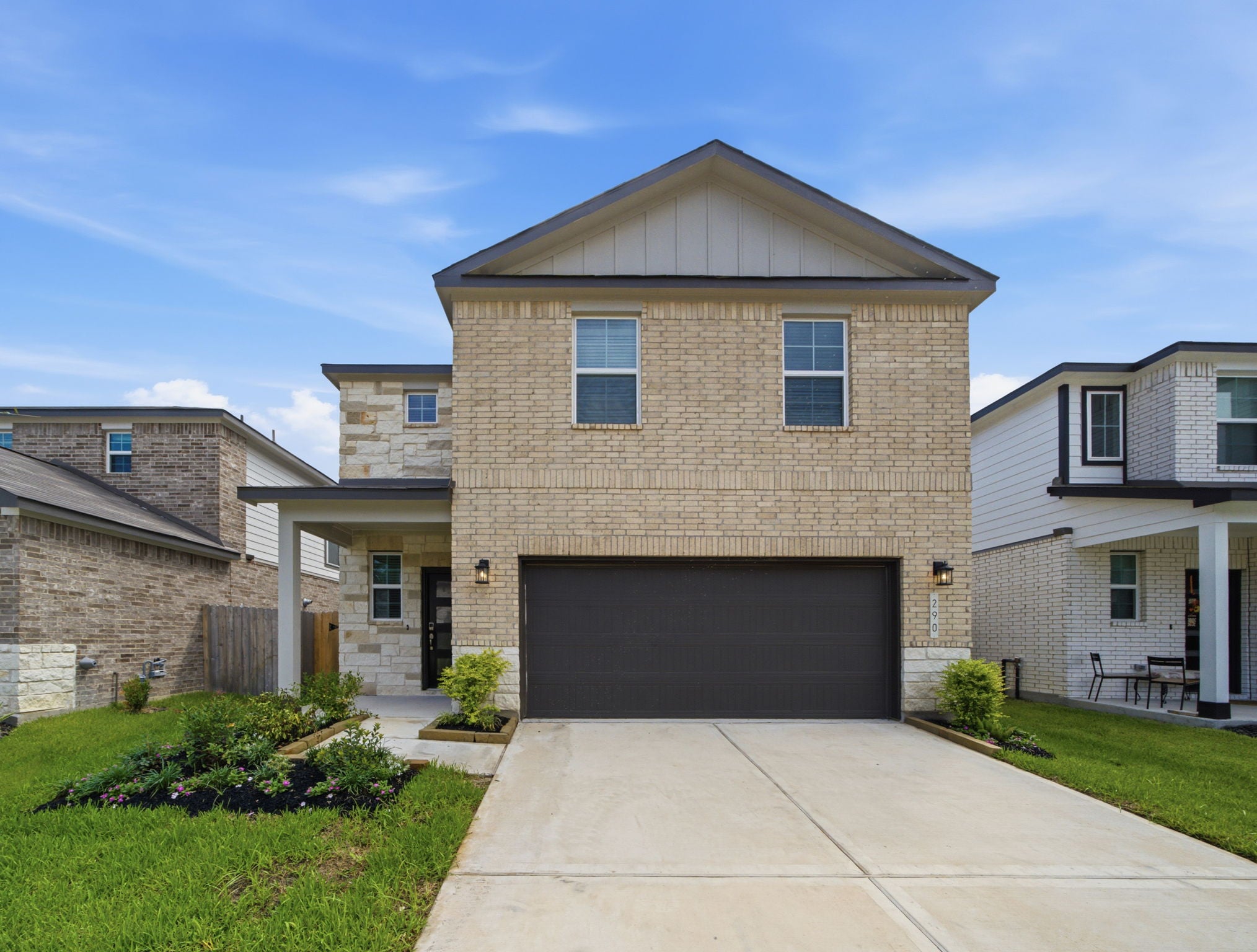 A house with a garage.