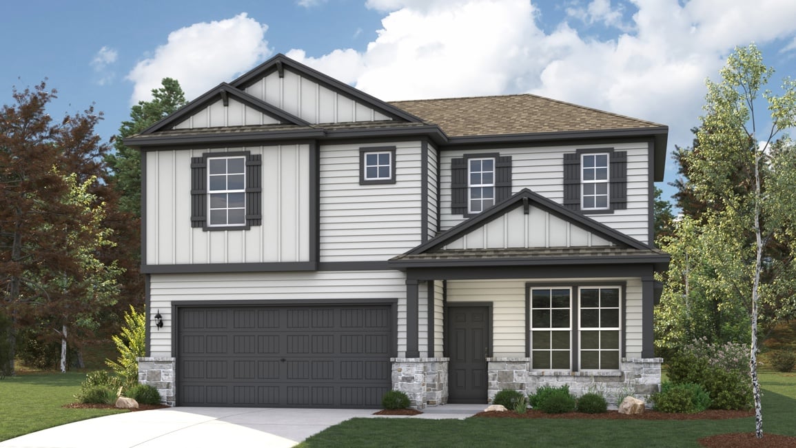 A house with a garage.