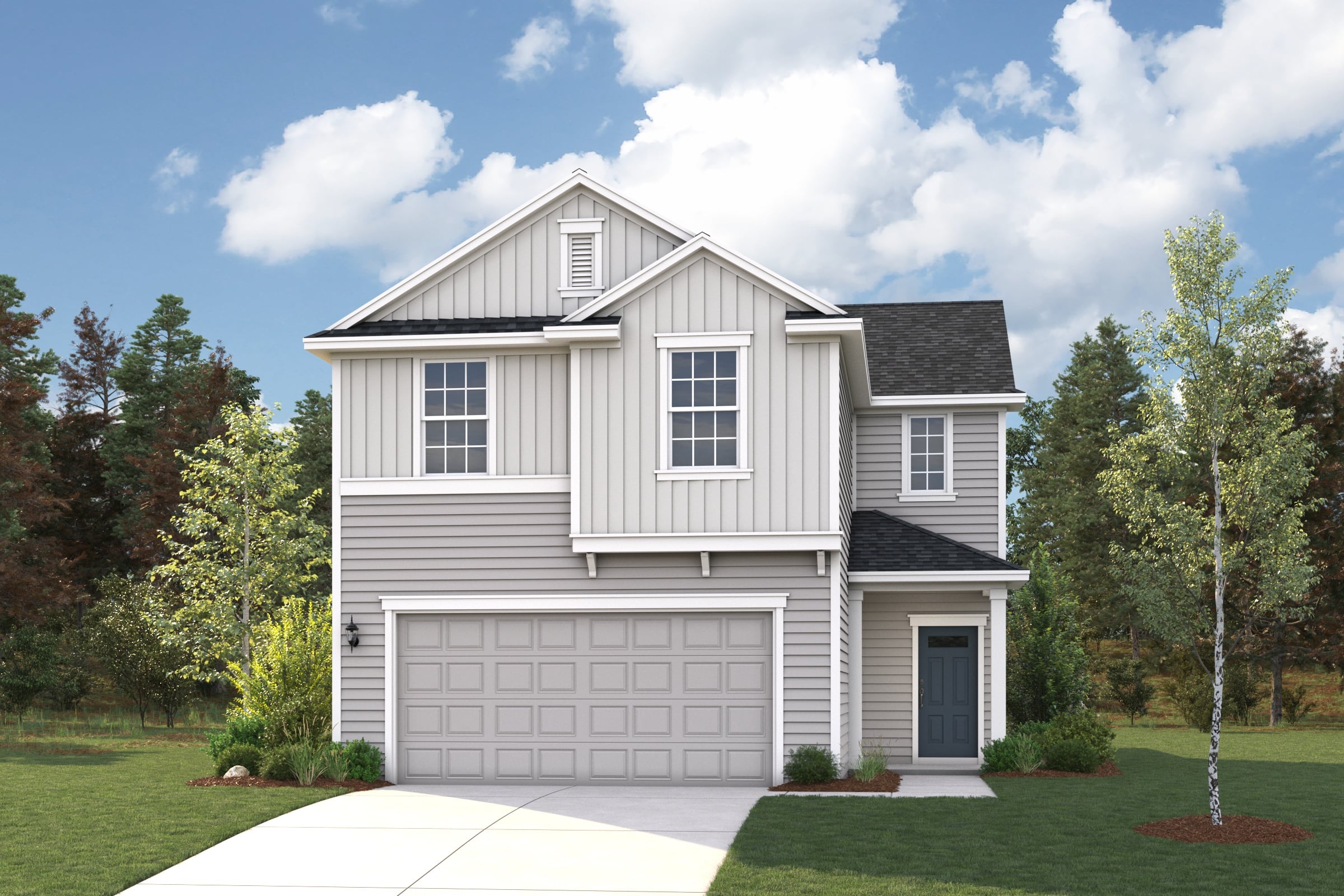 A house with a garage.