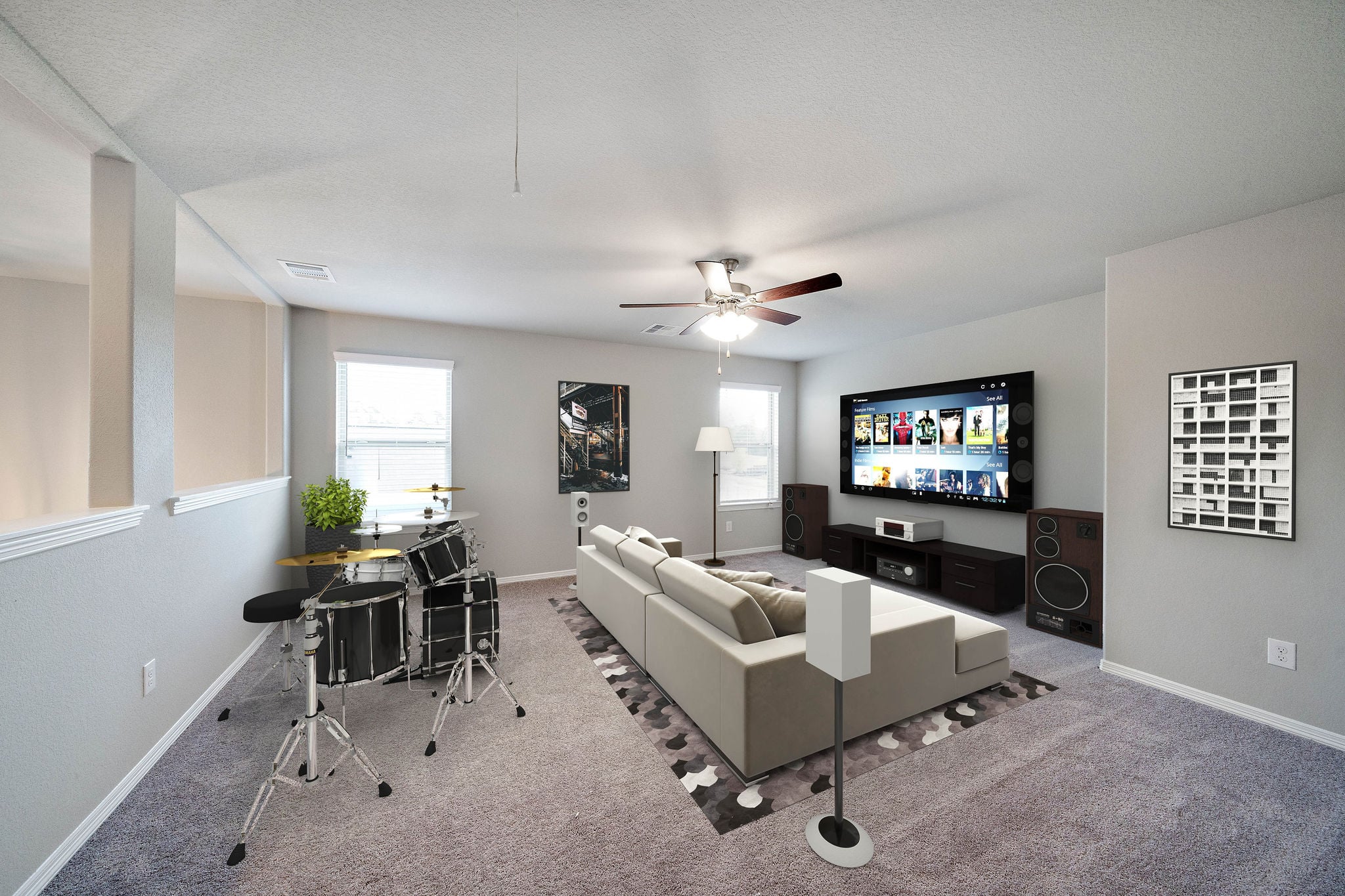 A living room with a tv and a couch.