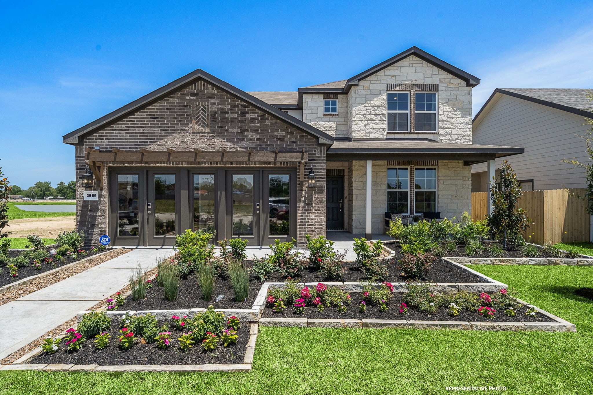 A house with a large front yard.