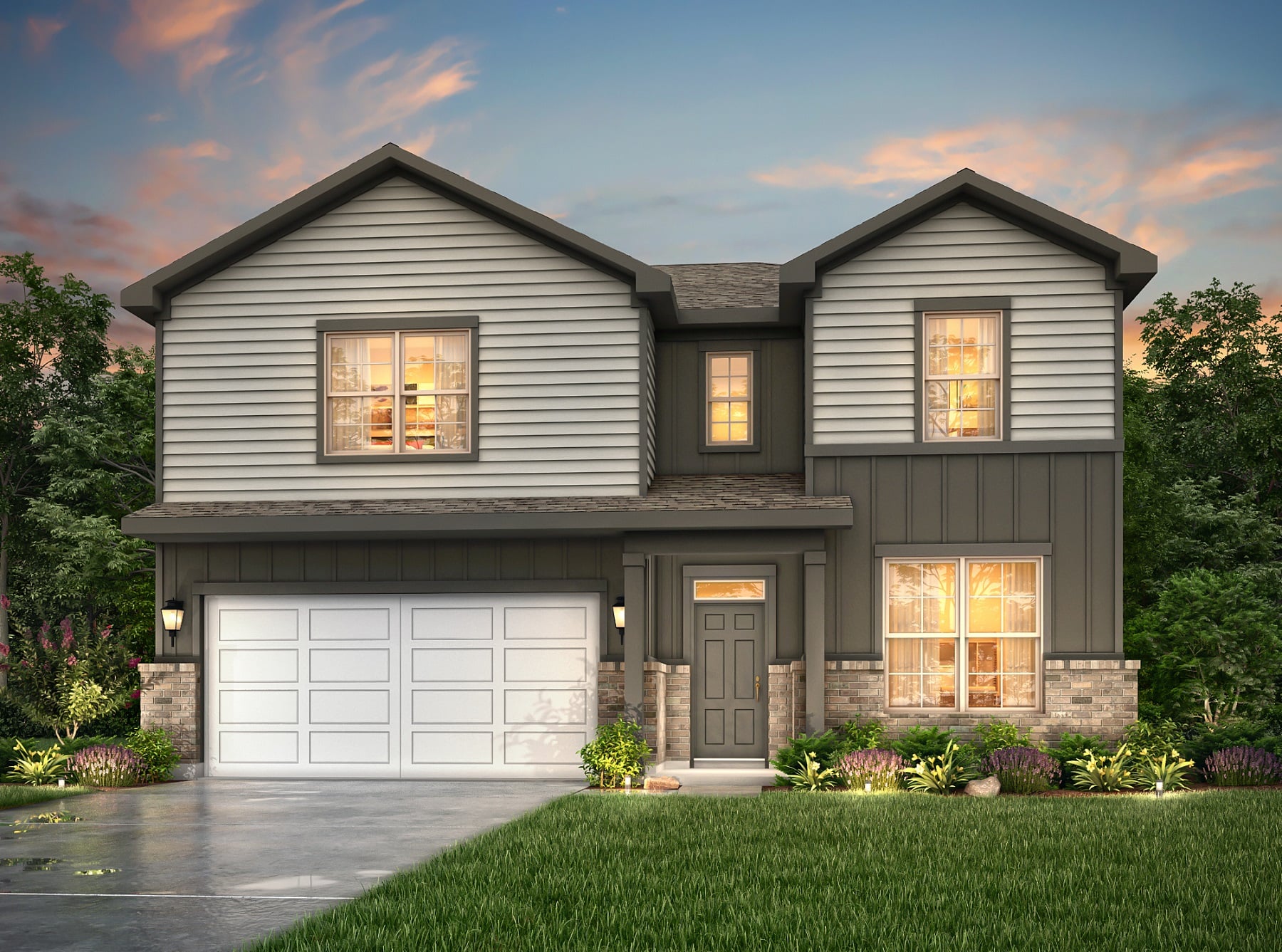 A house with a garage.