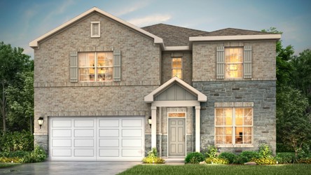 A large house with a garage.