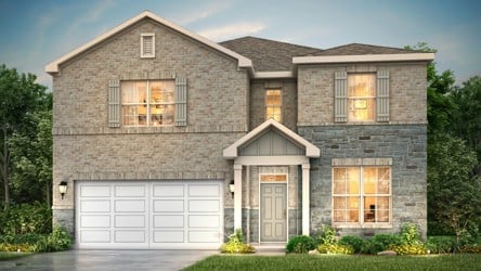 A large house with a garage.