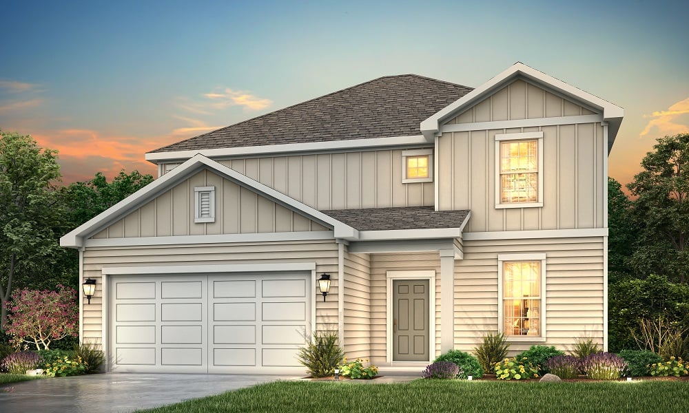 A house with a garage.