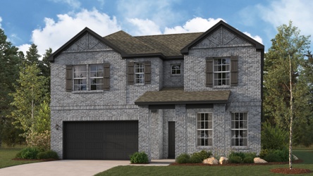 A large house with a garage.