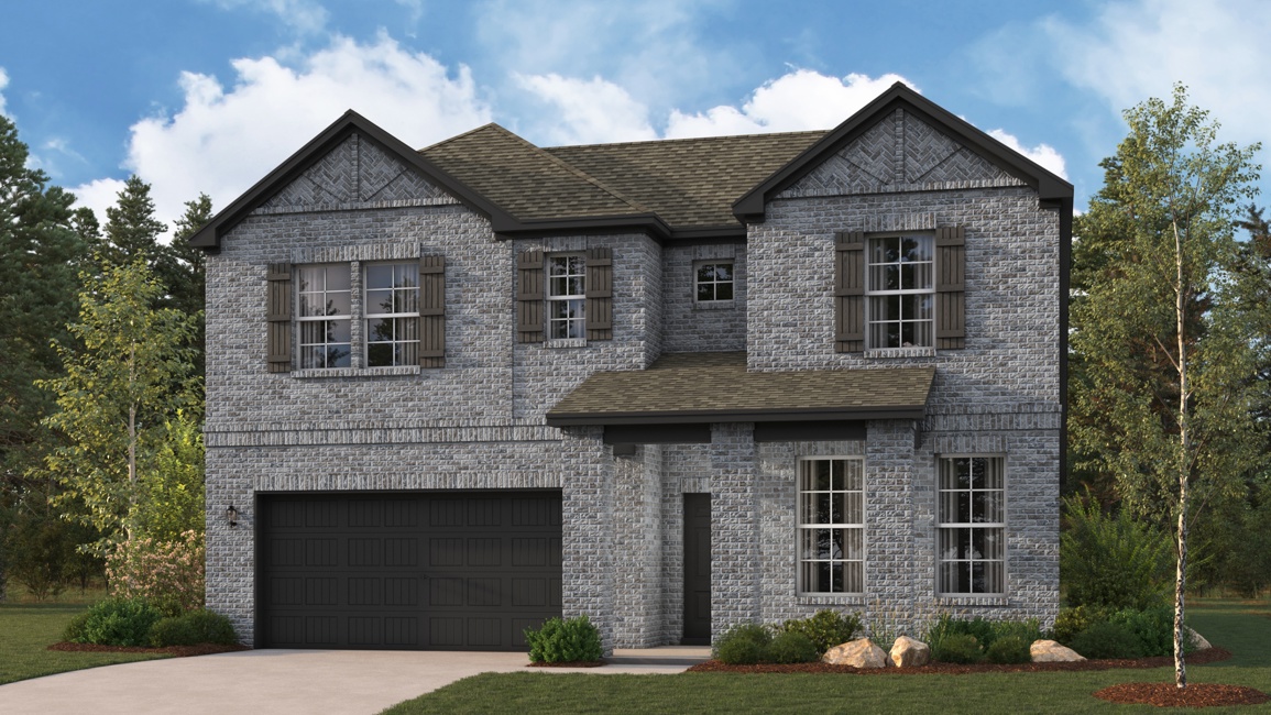 A large house with a garage.
