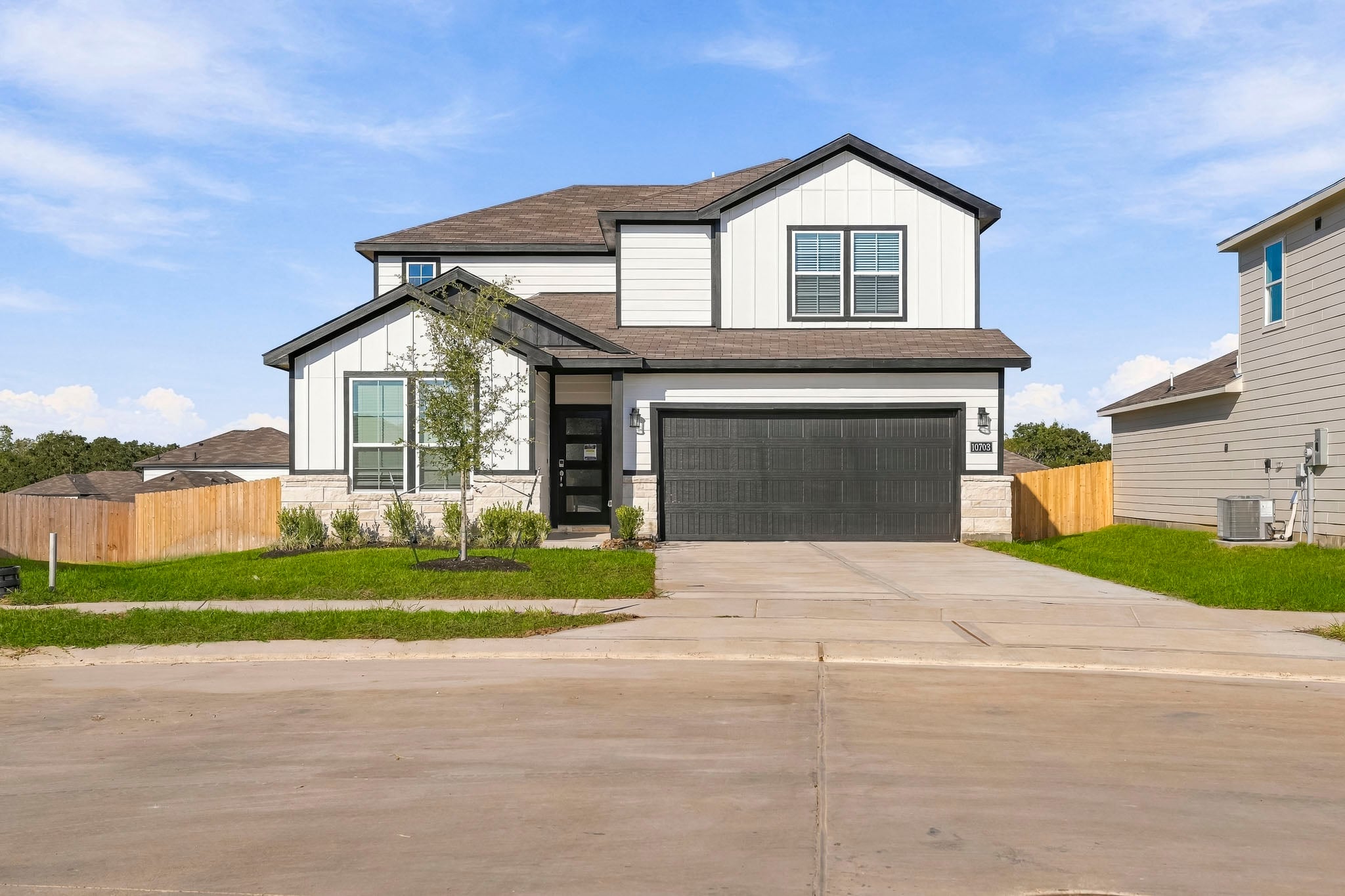 A house with a garage.