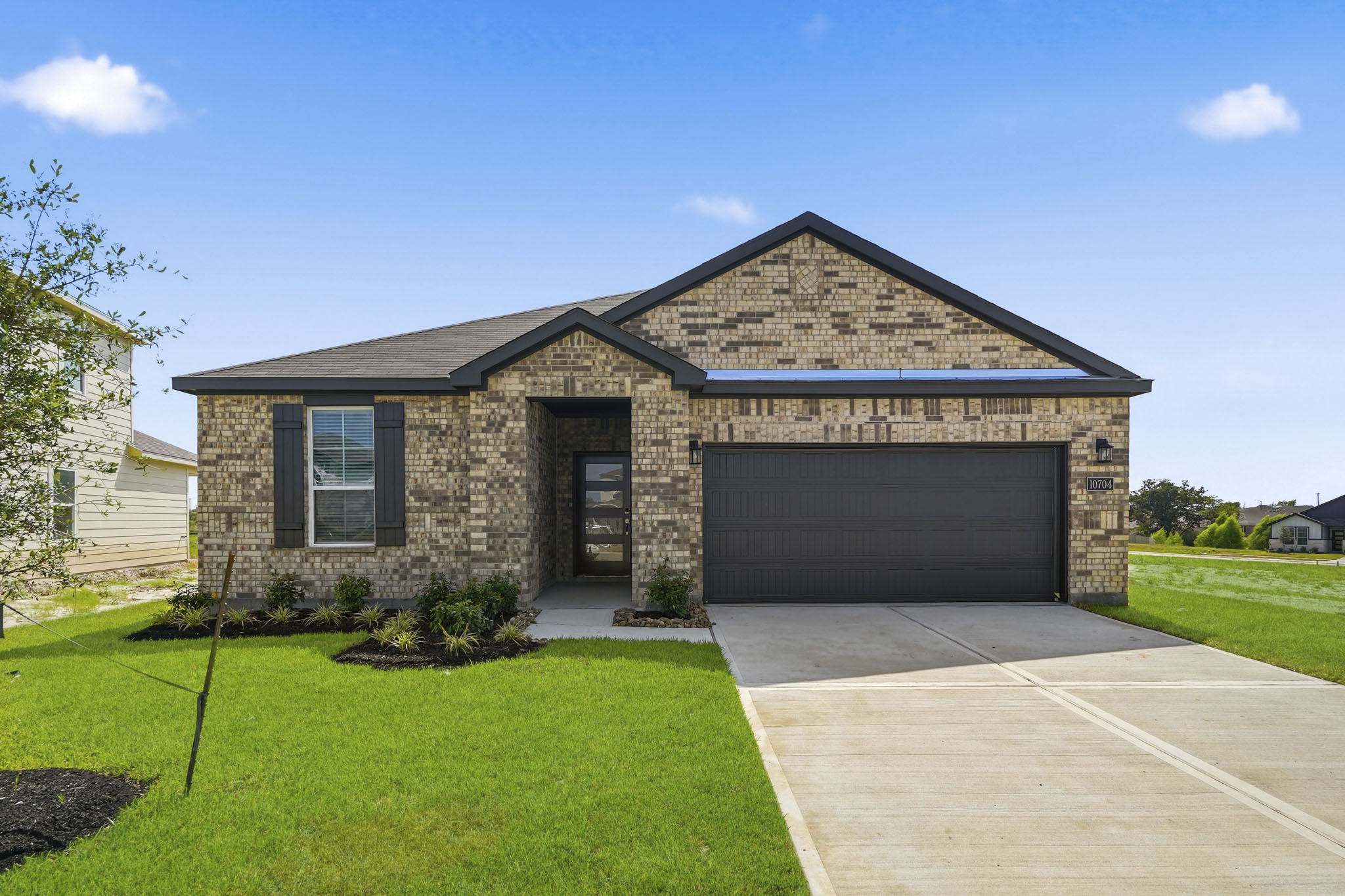 A house with a garage.