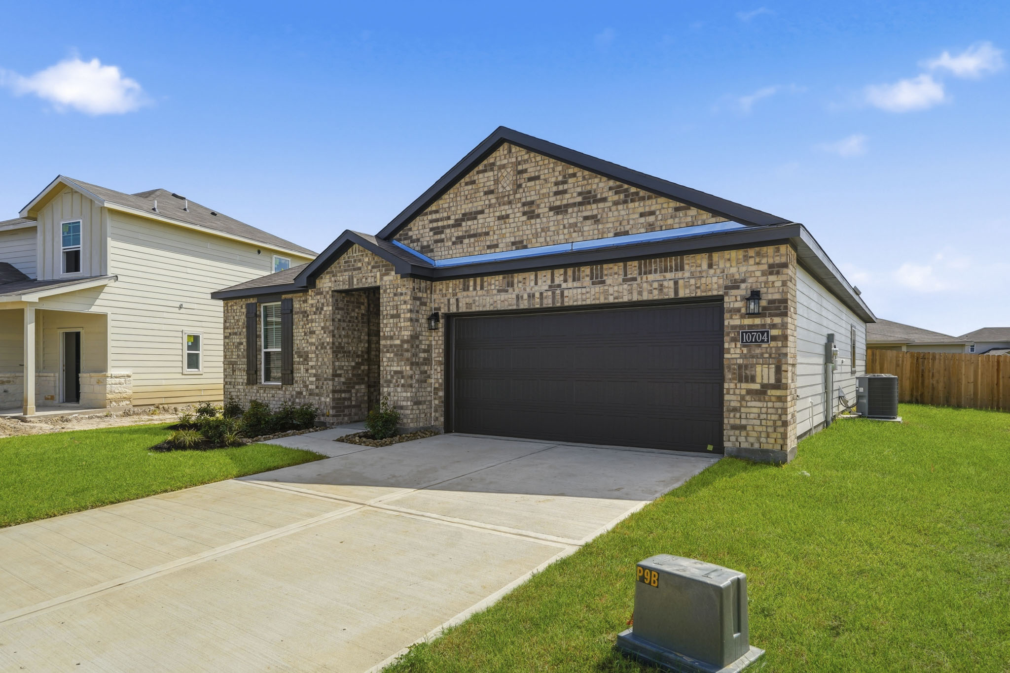 A house with a garage.