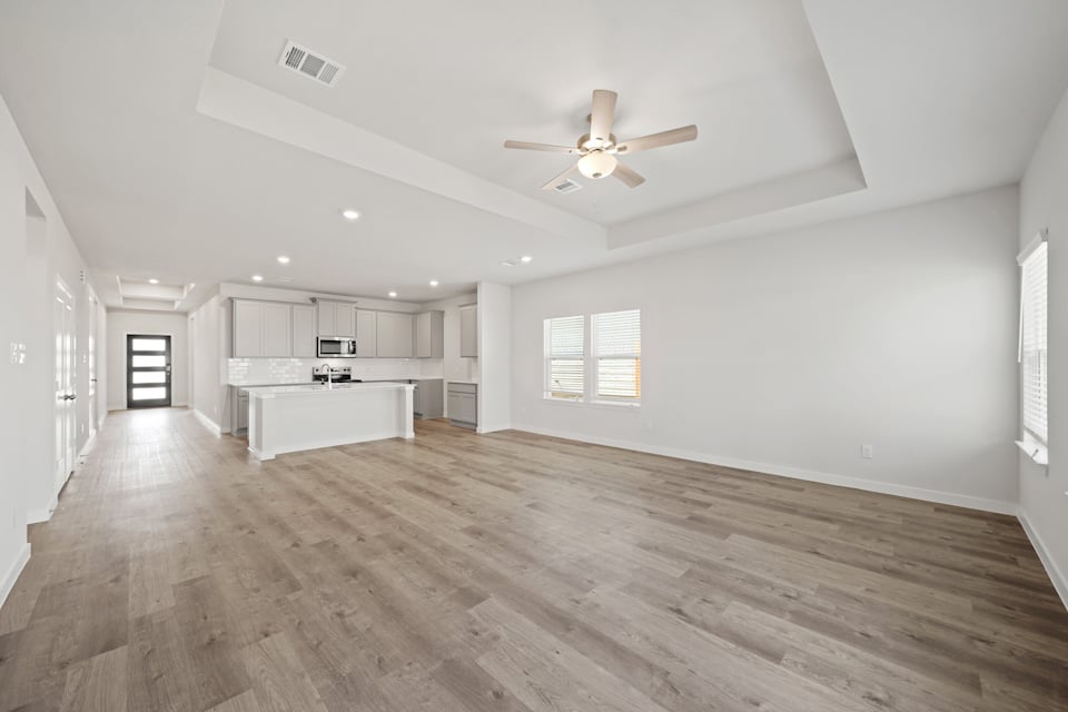 A large empty living room.