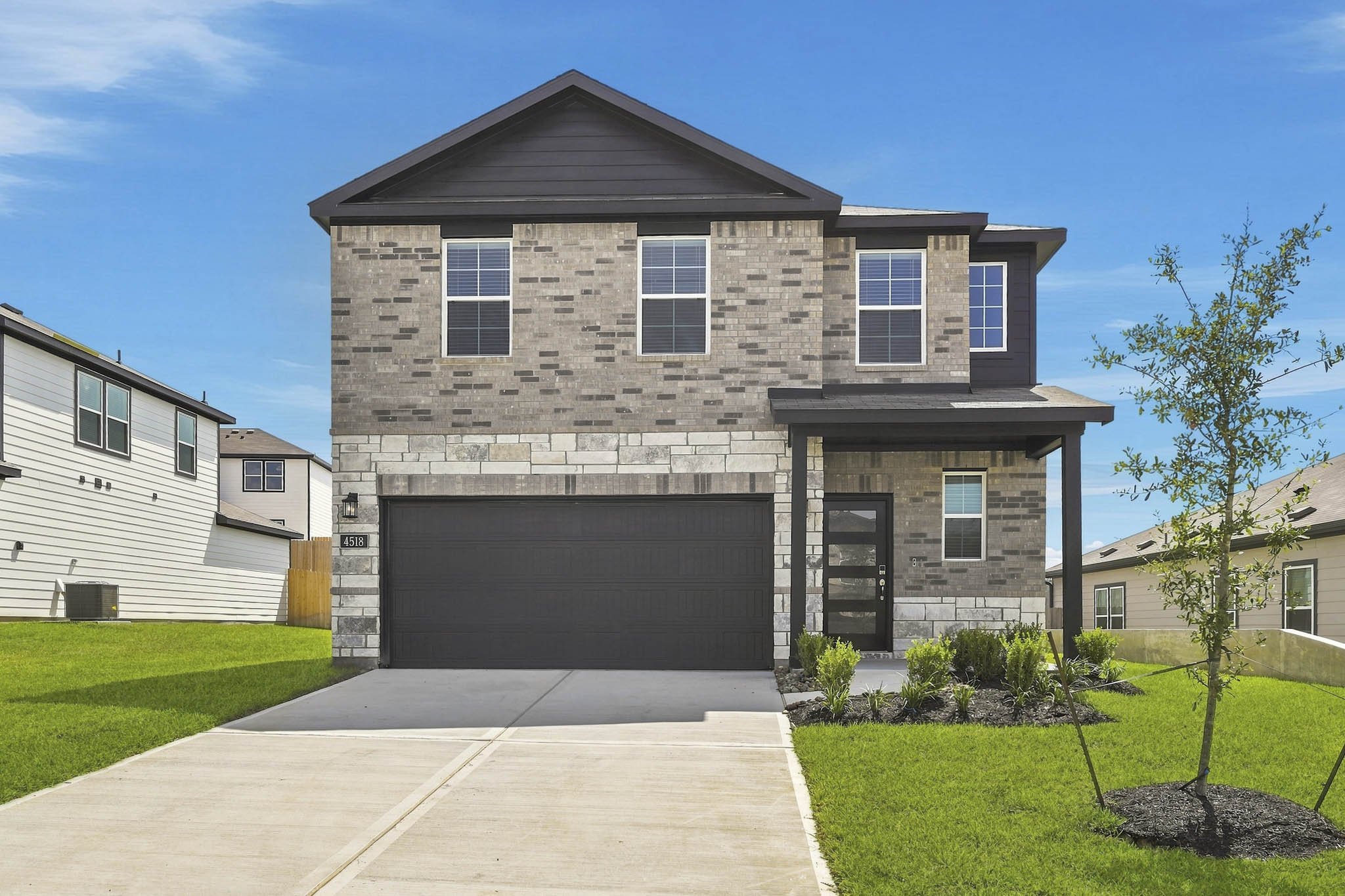 A house with a garage.