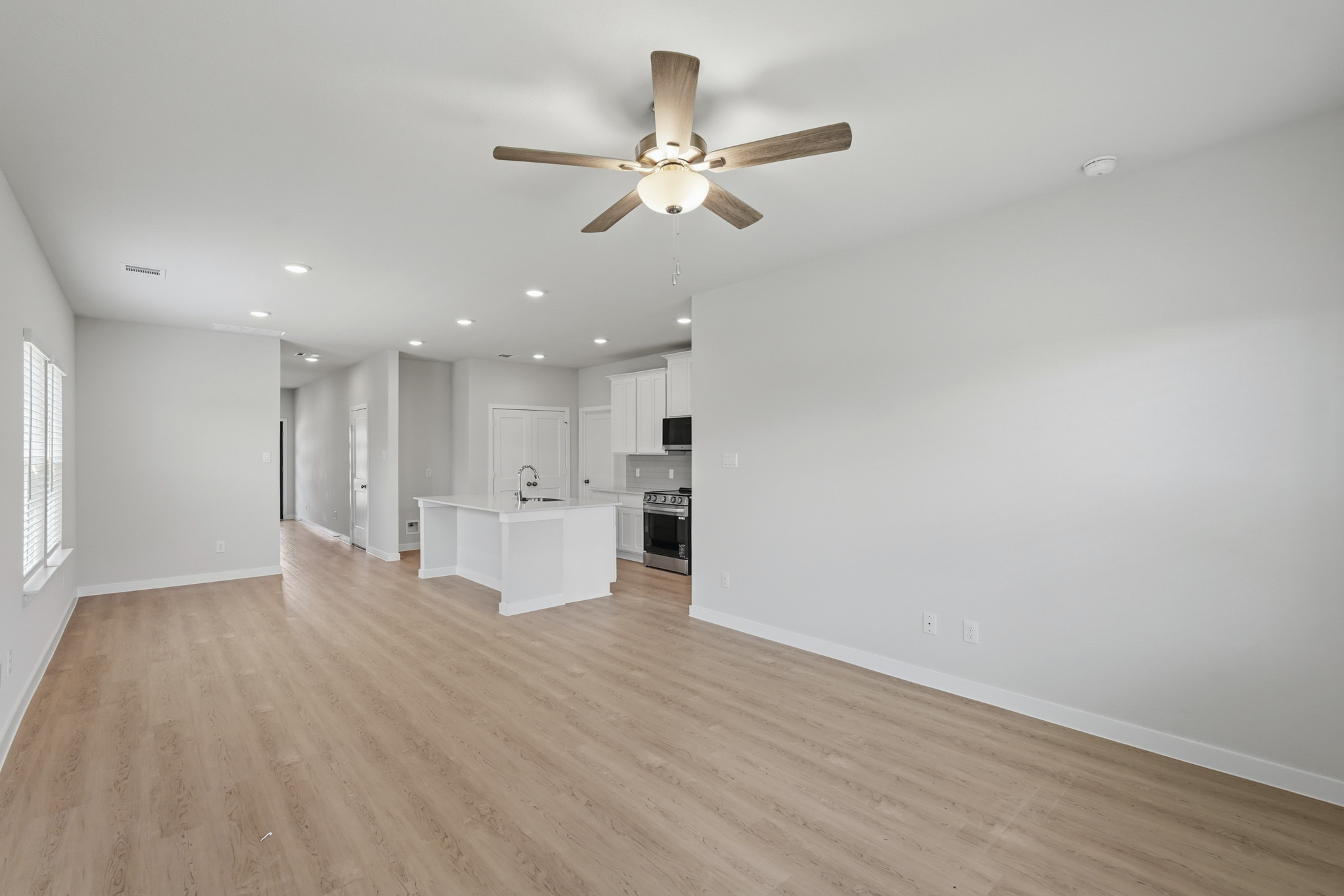 A large empty living room.