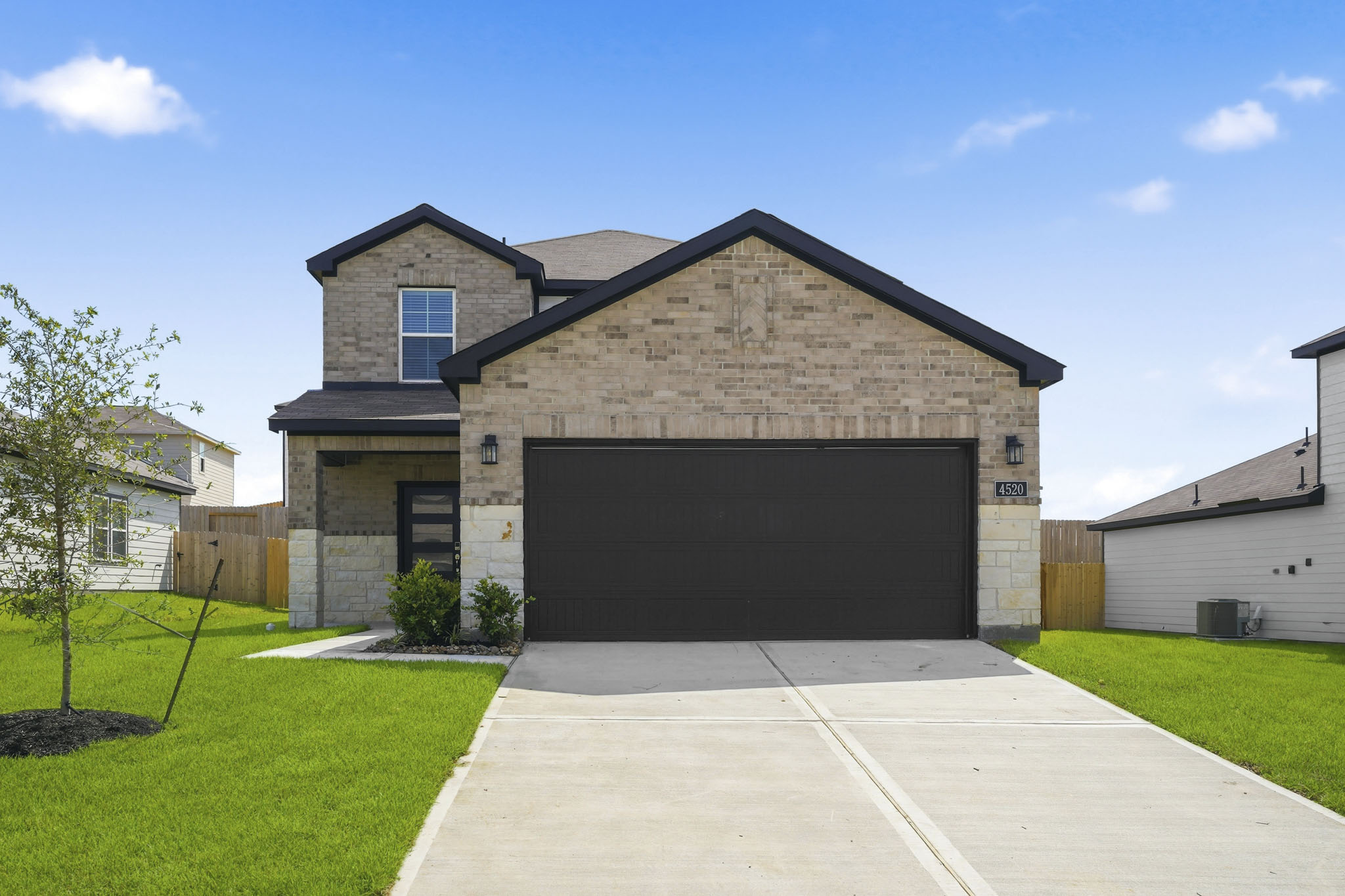 A house with a garage.