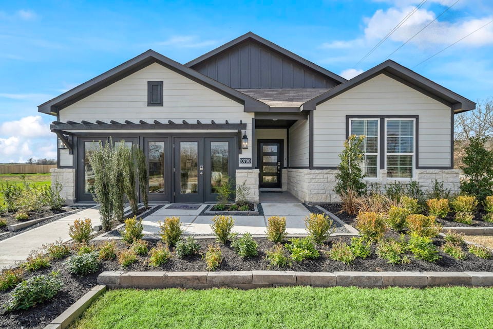 A house with a driveway.