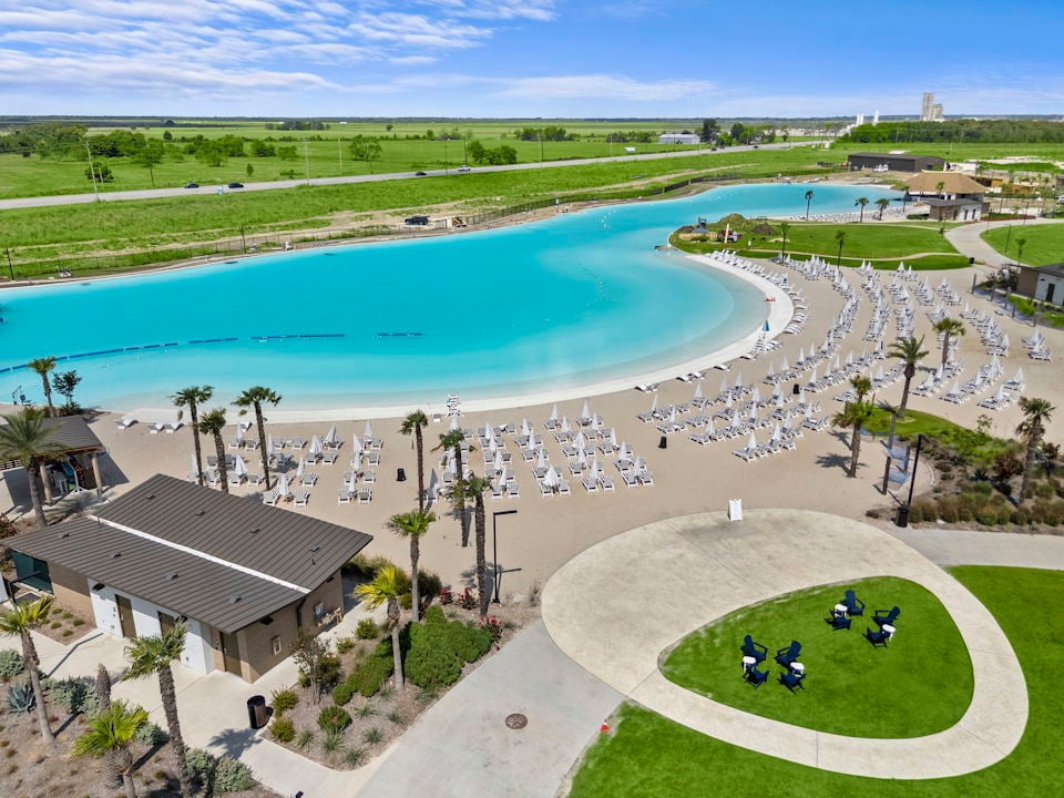 A pool with people on it.
