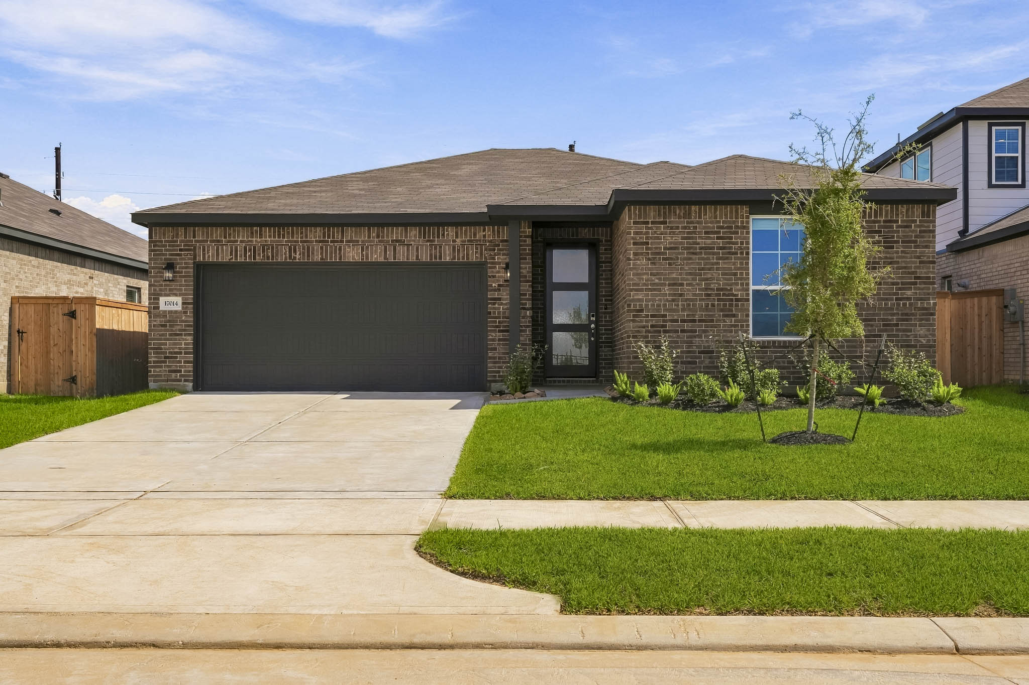 A house with a garage.