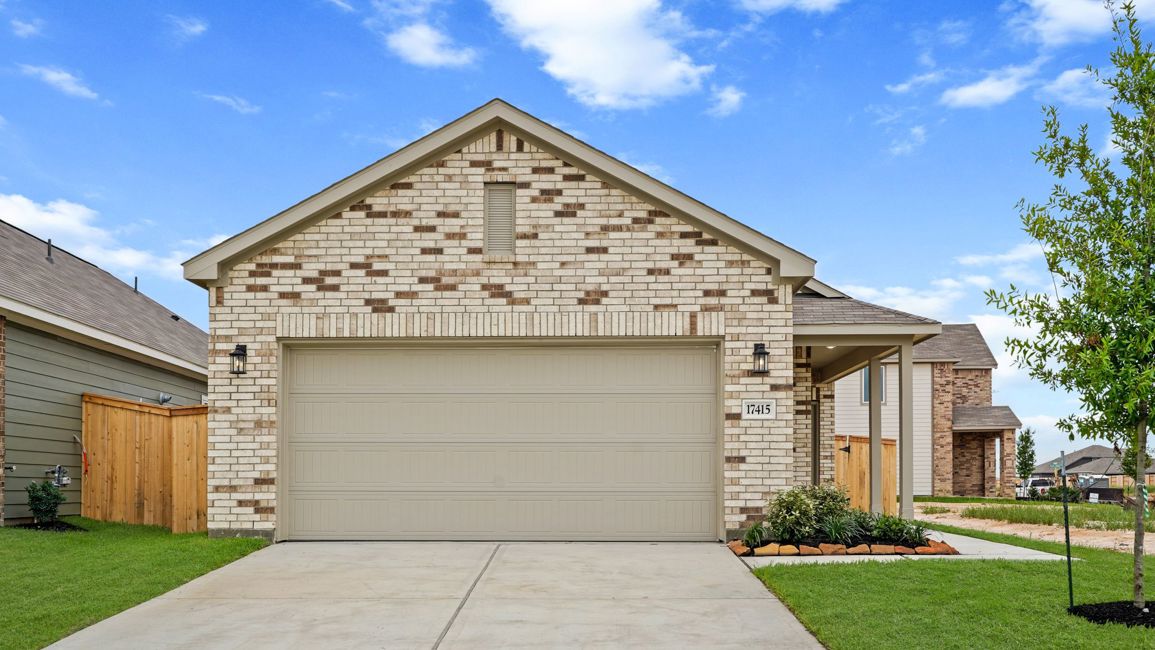 A building with a garage.