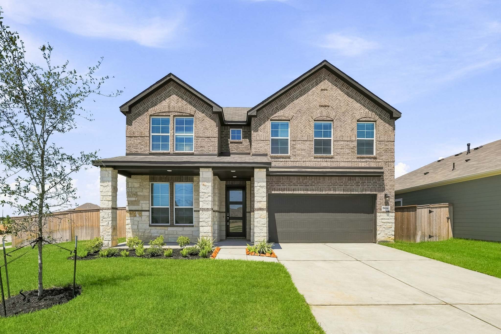 A house with a driveway.