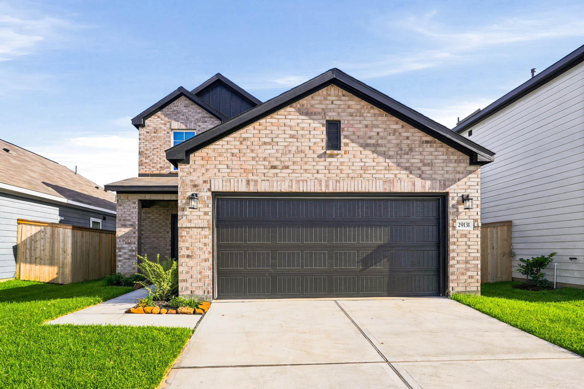 A house with a garage.