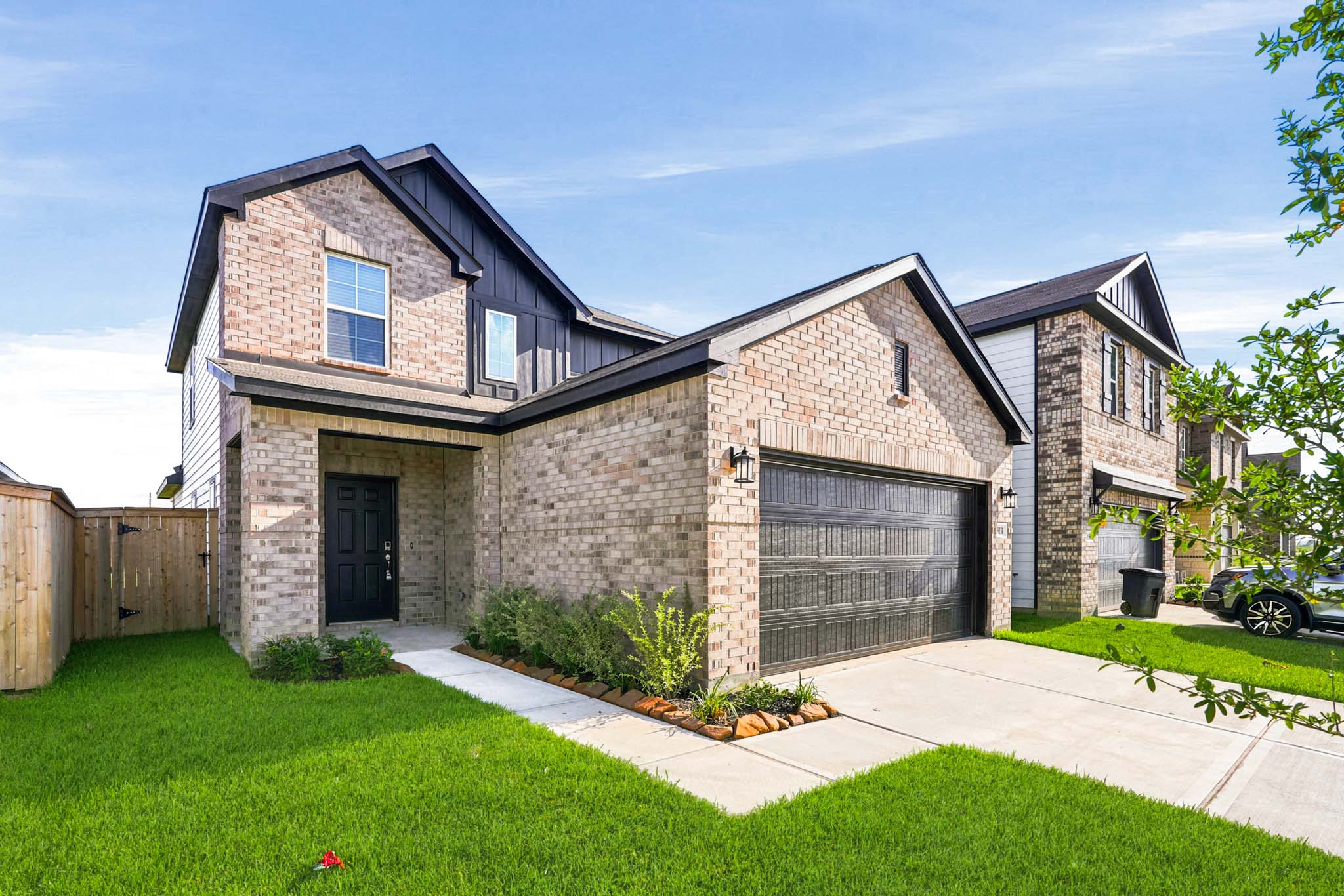 A house with a garage.