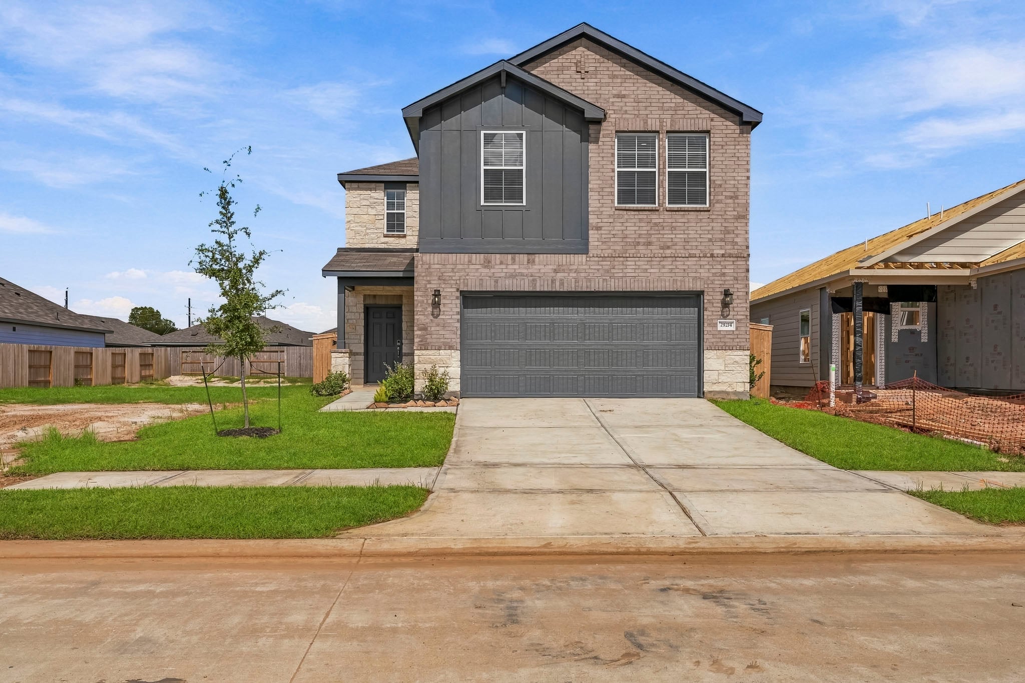 A house with a garage.
