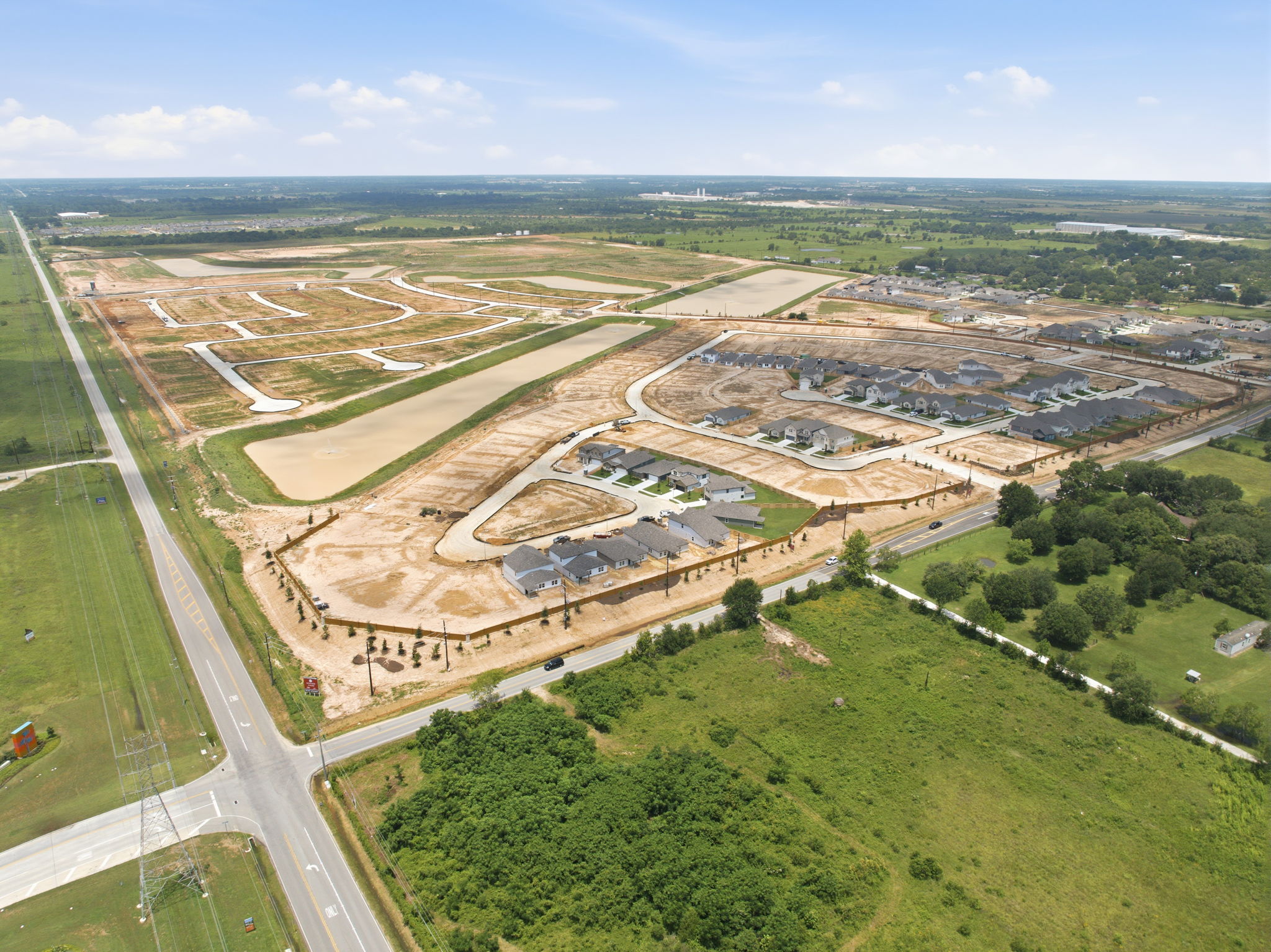 A large area with roads and trees.