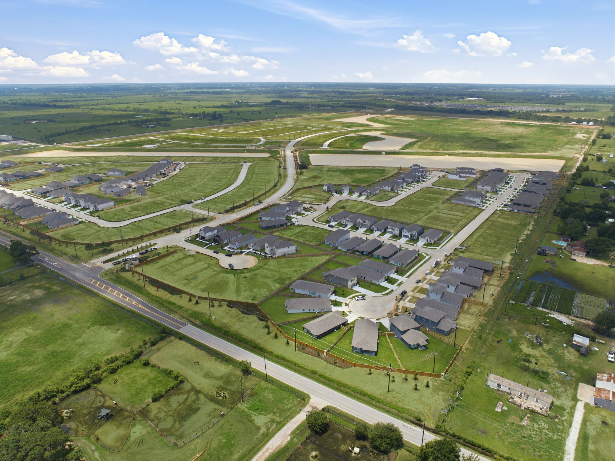 An aerial view of a town.