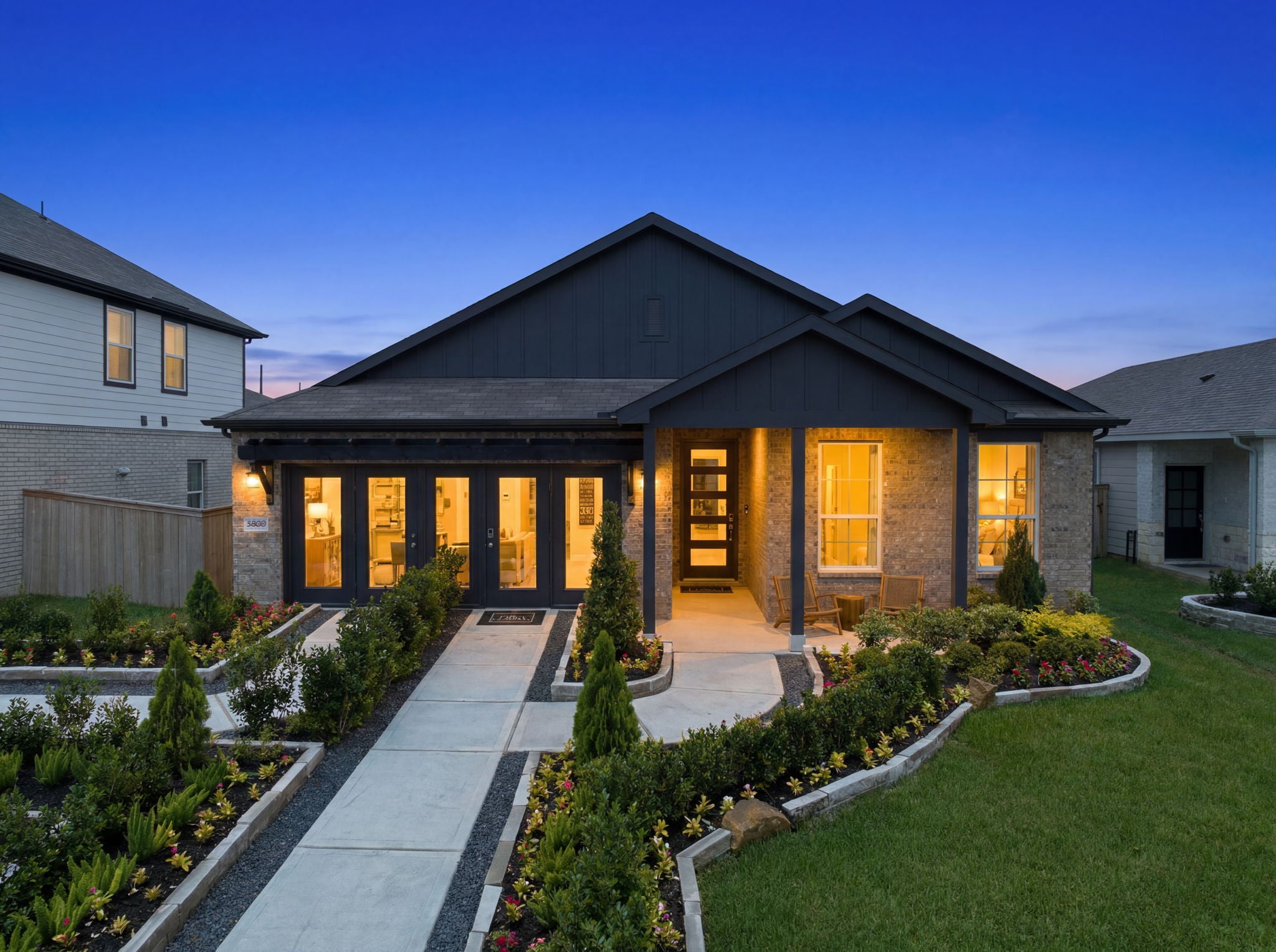 A house with a driveway.