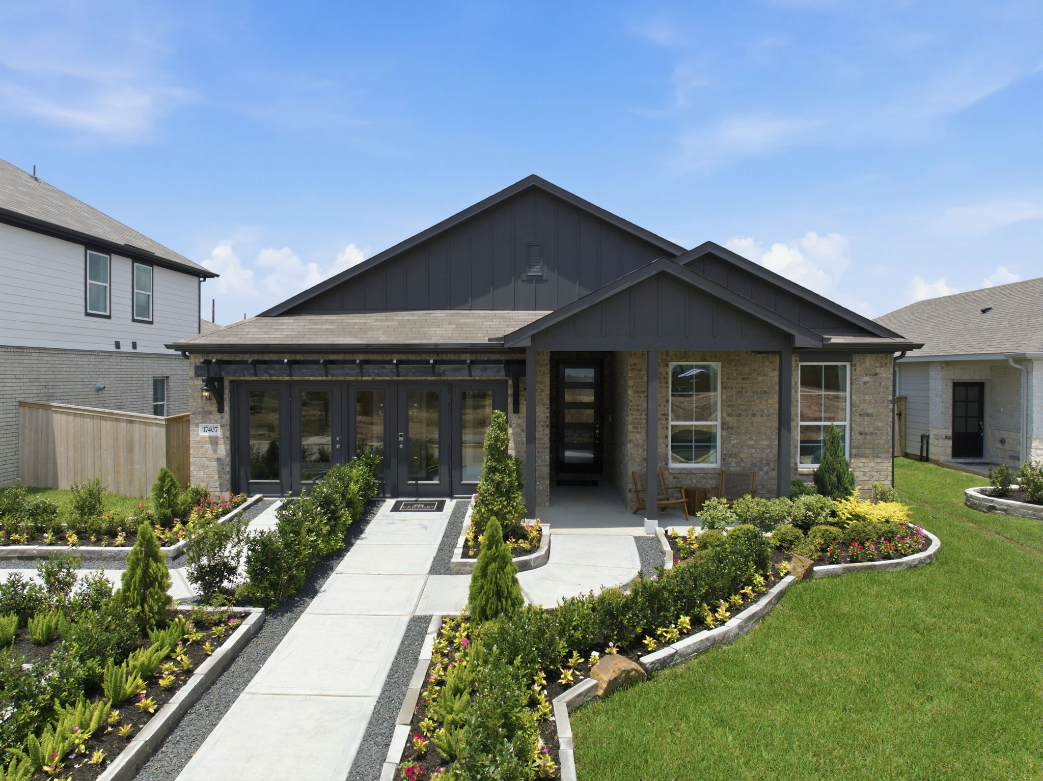 A house with a driveway.